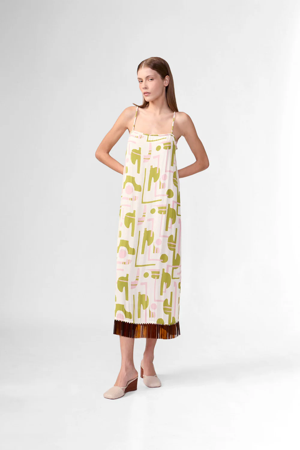 Balearic Acrylic Fringe Midi Dress