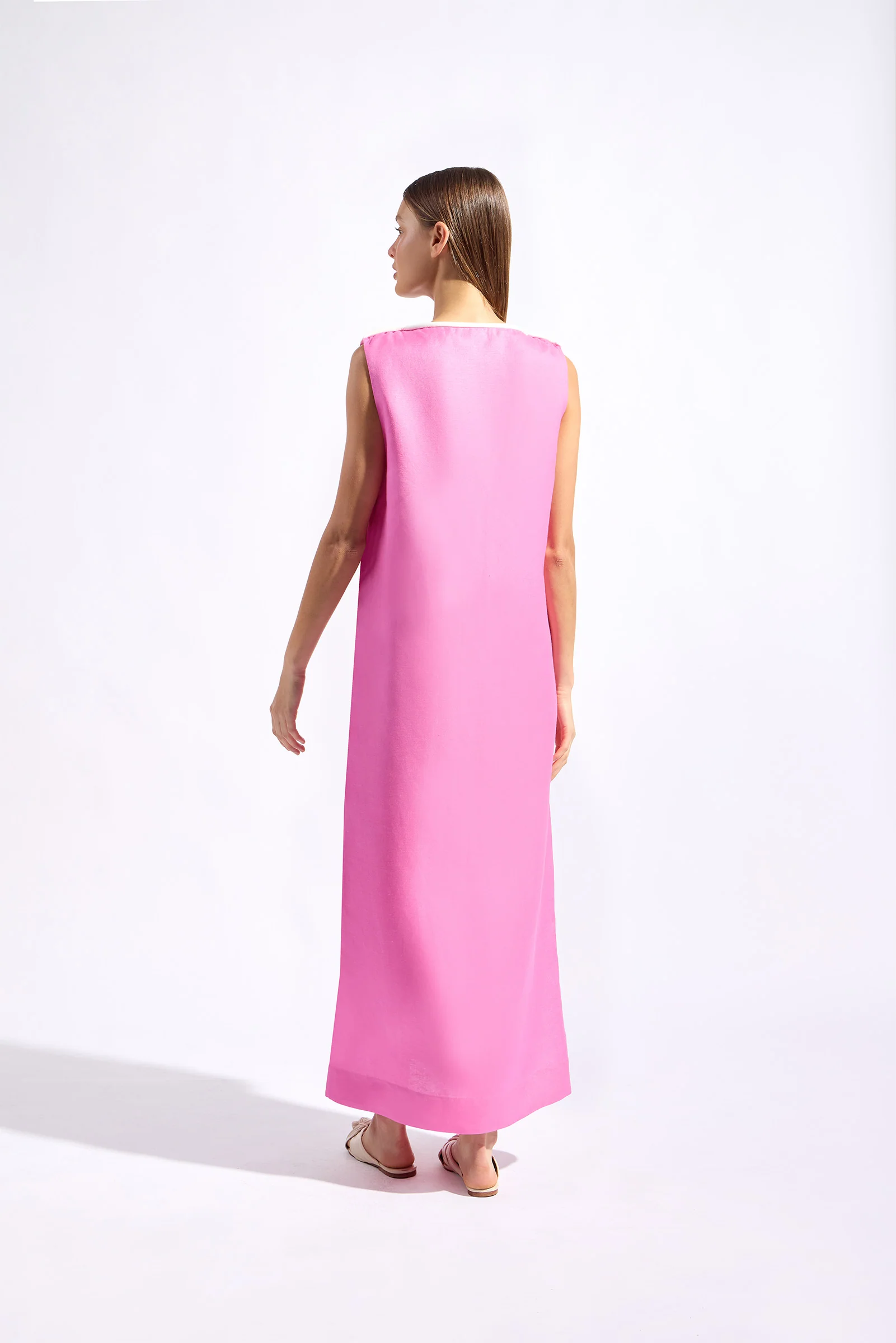 Bicolor Deep V-Neck Maxi Dress - Image 3