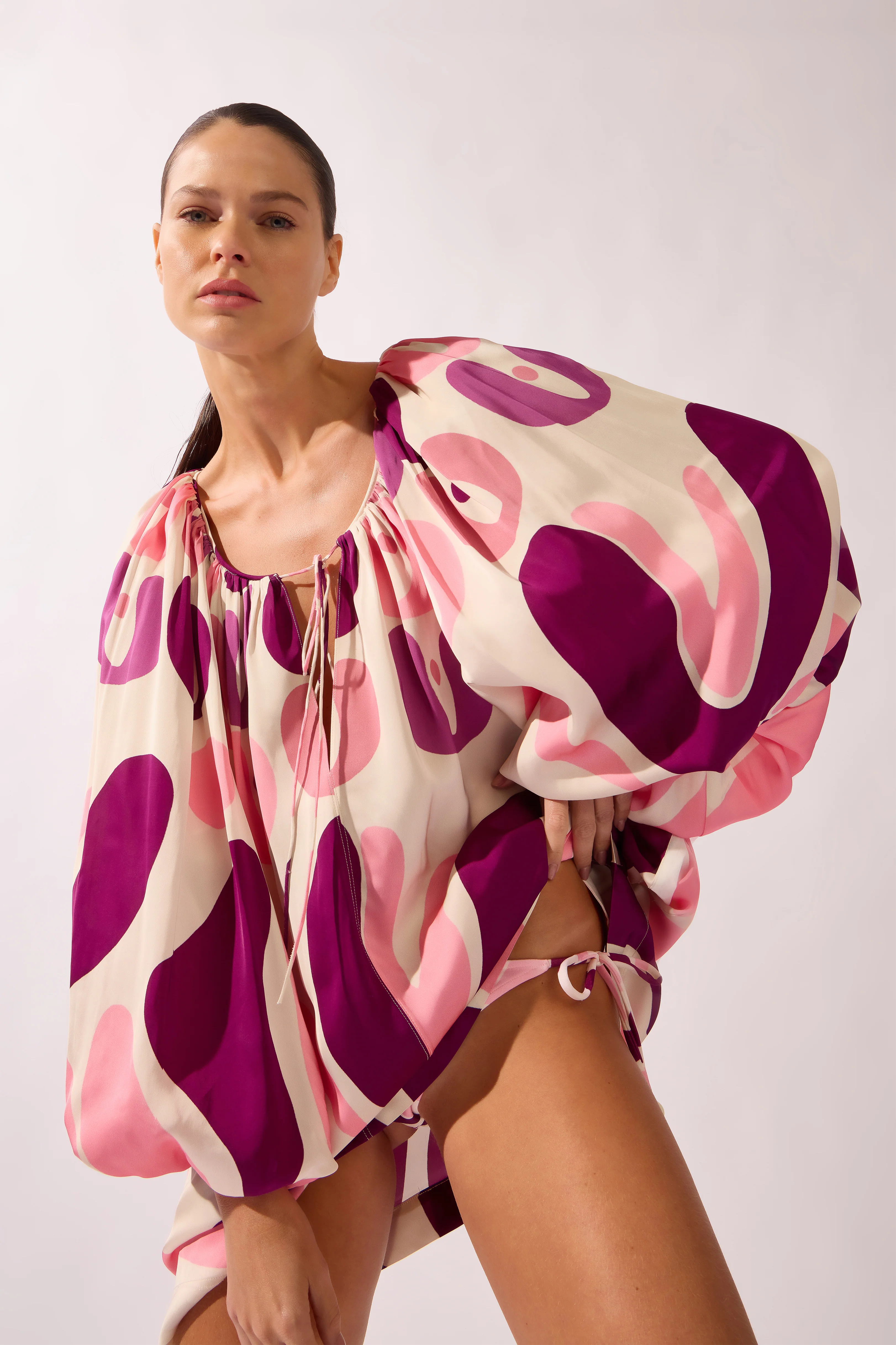 Bold Floral Puff Sleeve Mini Dress - Image 4