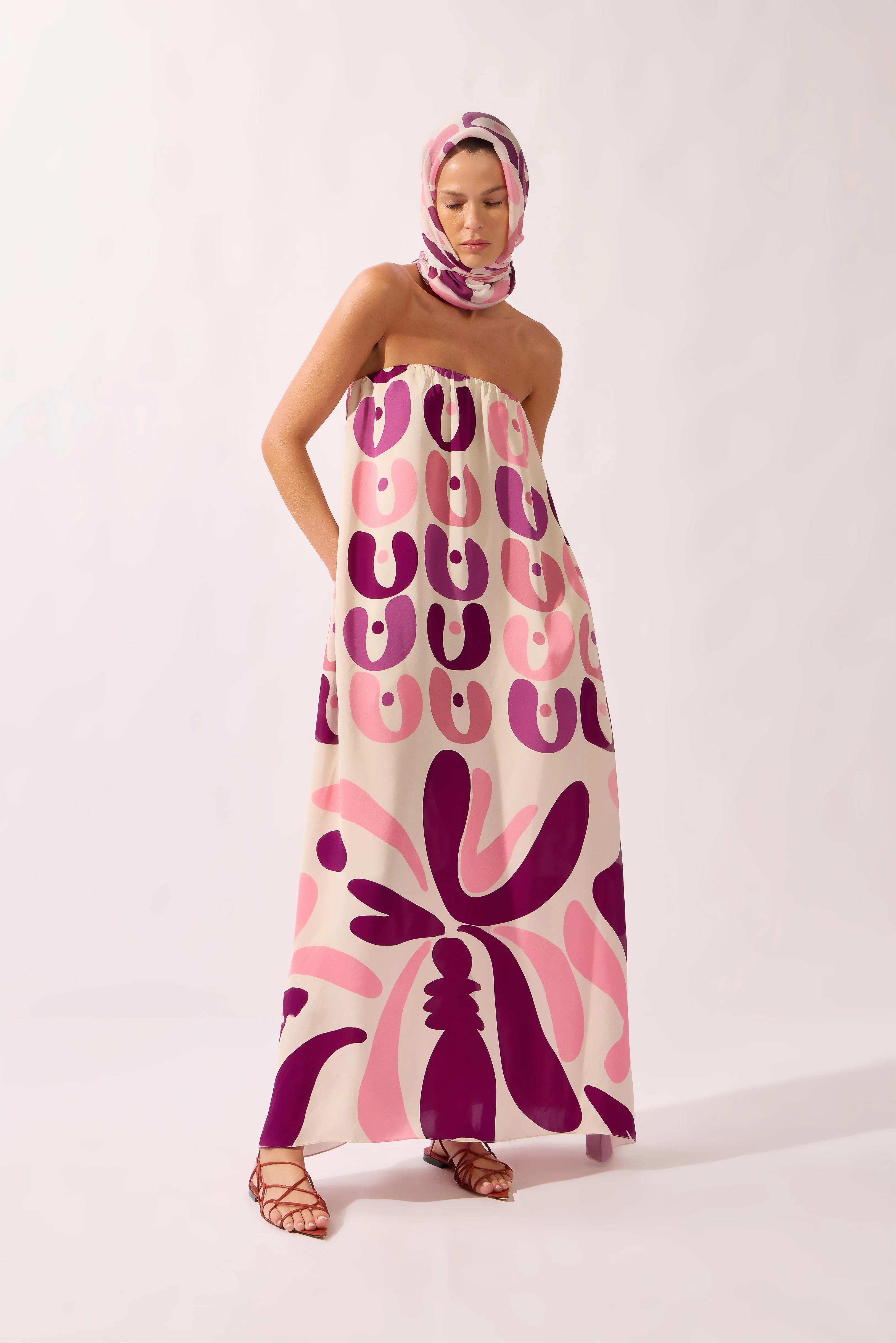 Bold Floral Strapless Maxi Dress - Image 3