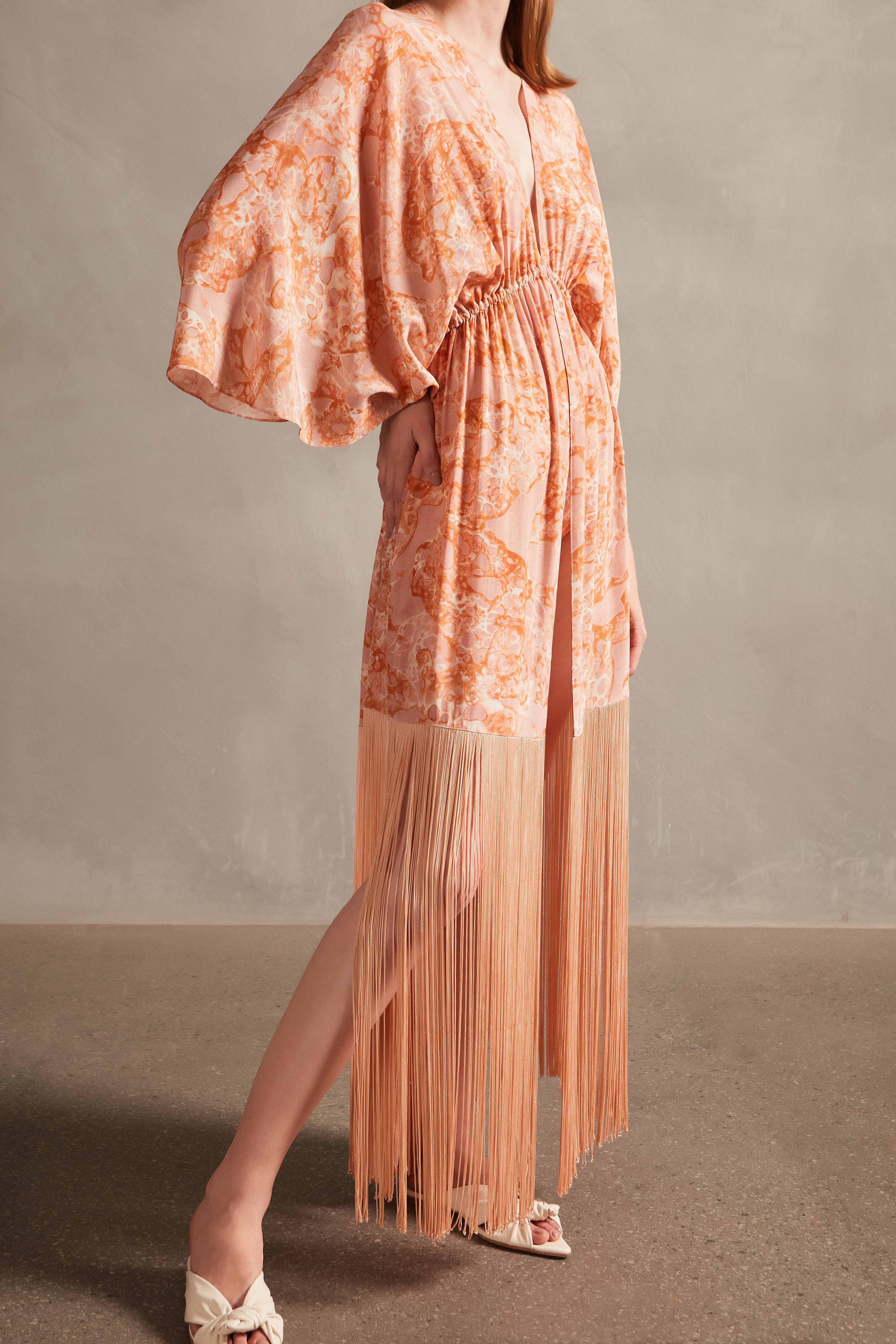 Bulles De Mer Long Robe With Fringes - Image 3