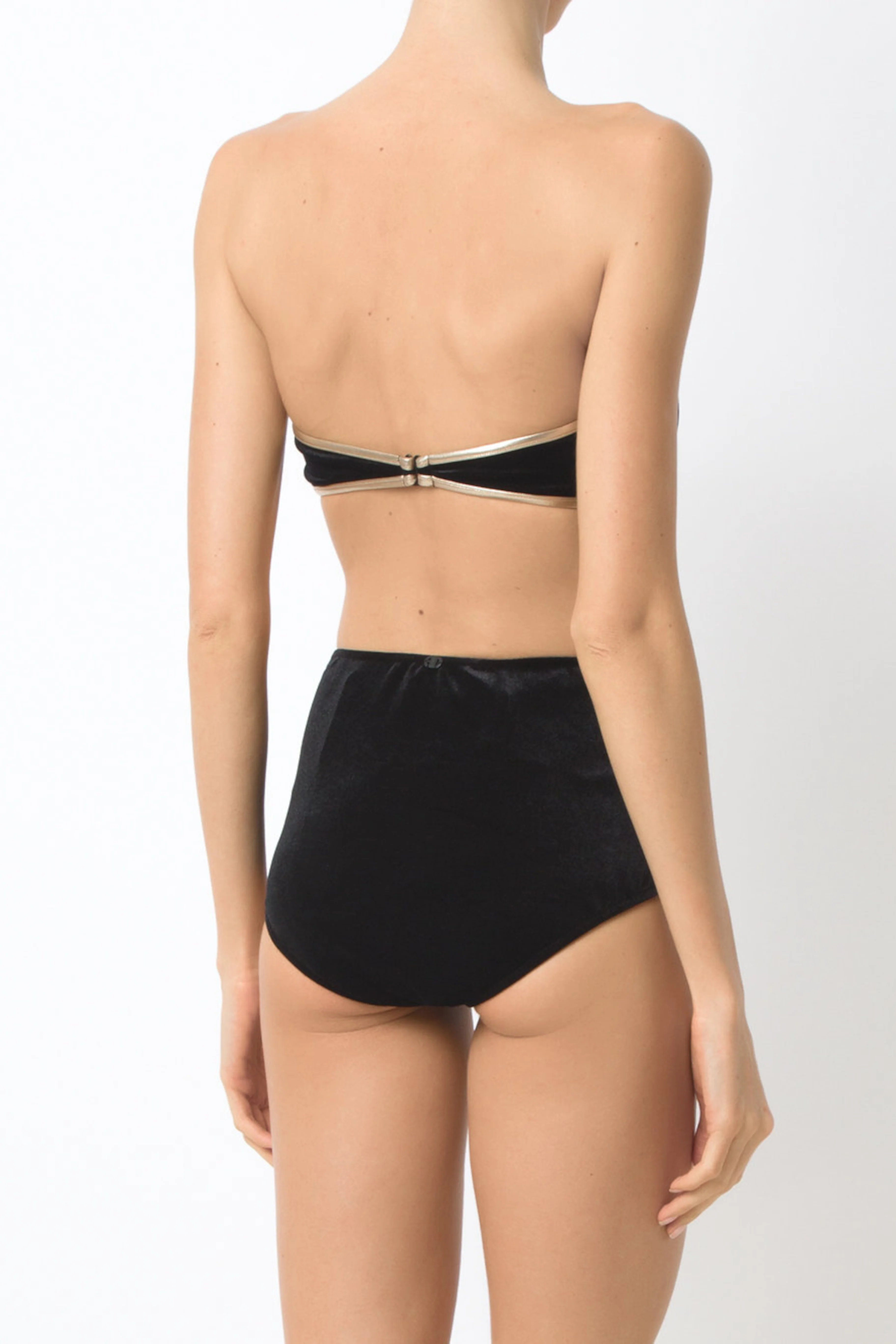Cavaliere Velvet Hot Pants Bikini with Gold Detail - Image 3