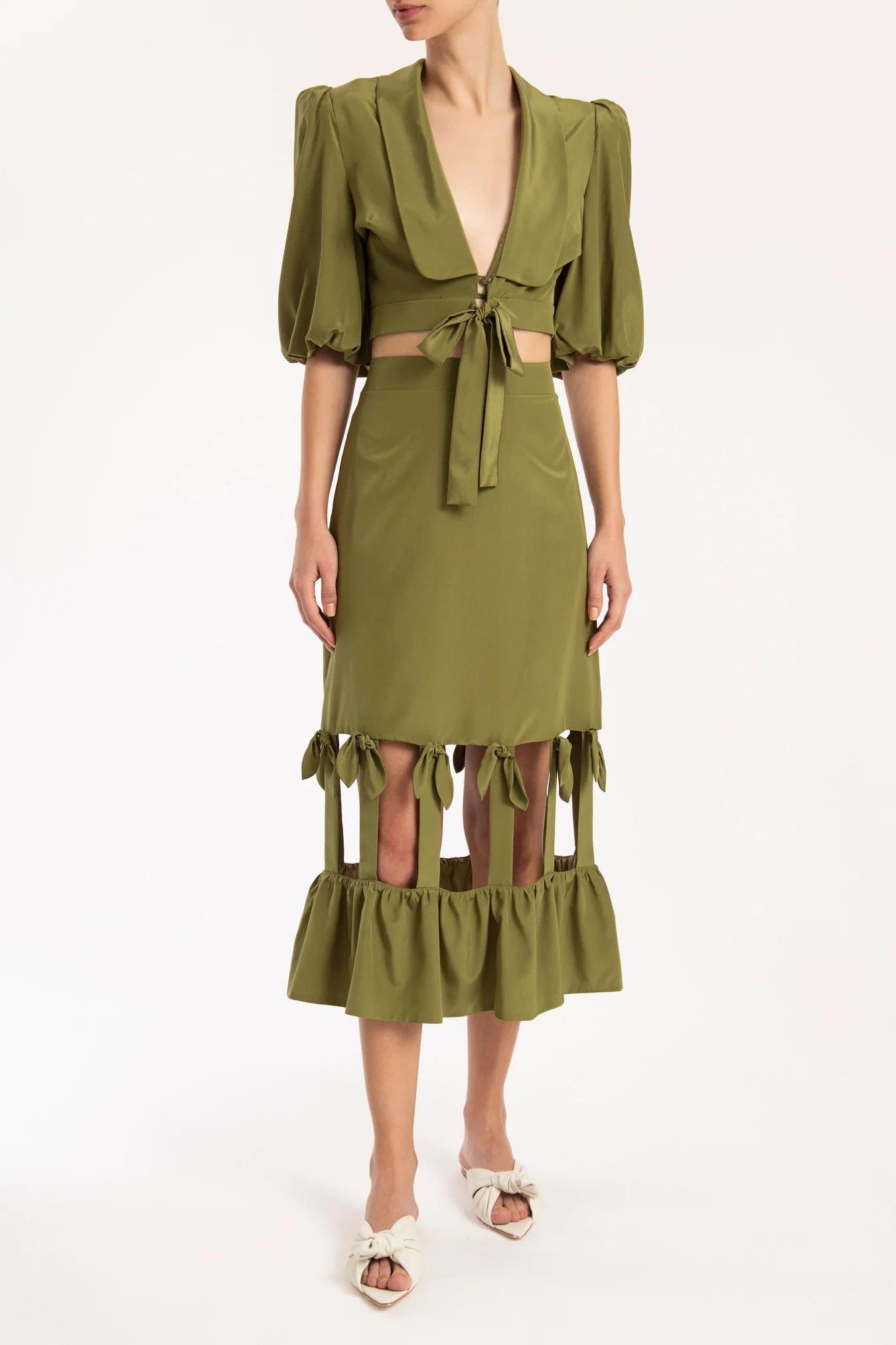 Cherry Bomb Solid Cut-Out Midi Skirt - Image 3