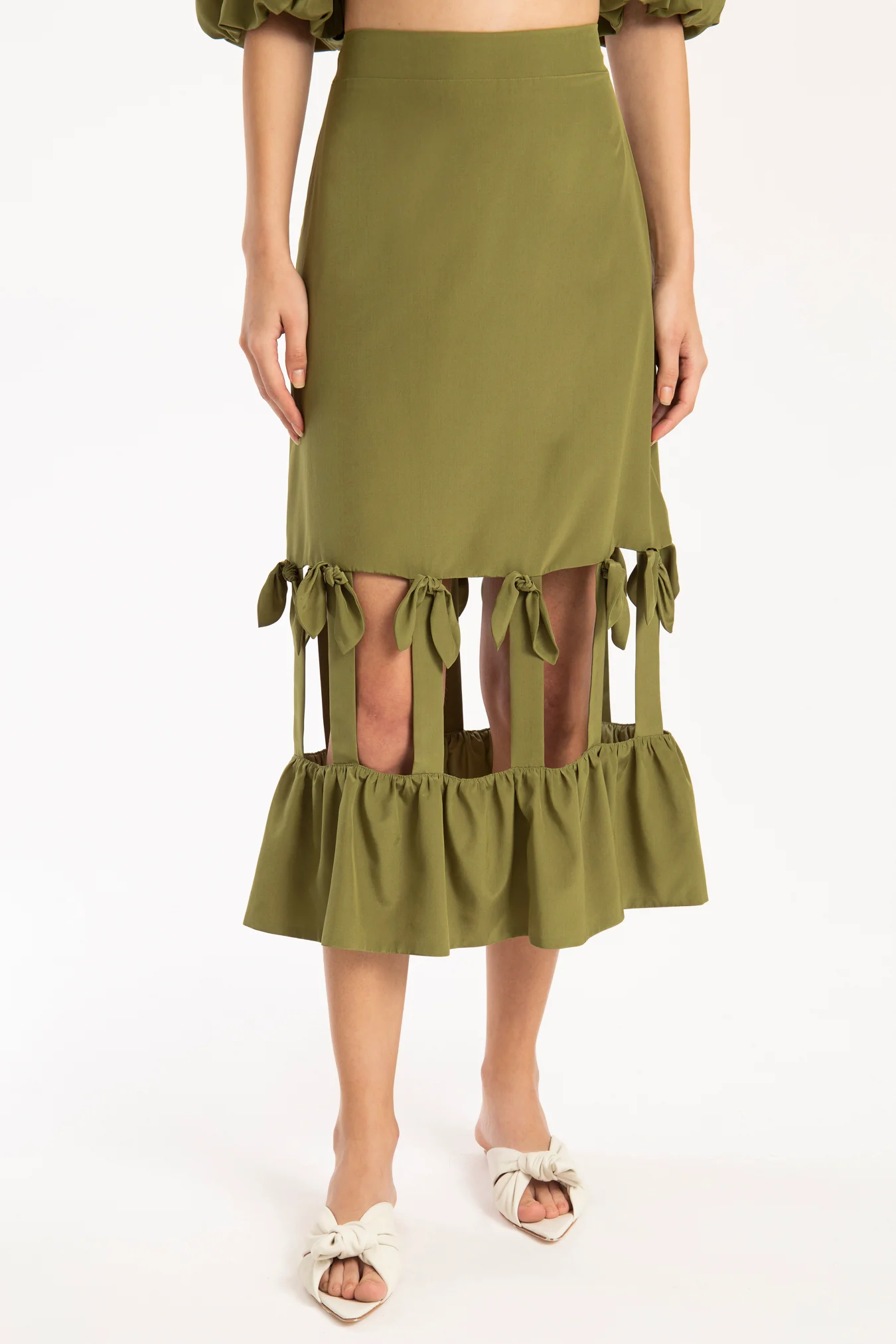 Cherry Bomb Solid Cut-Out Midi Skirt - Image 5