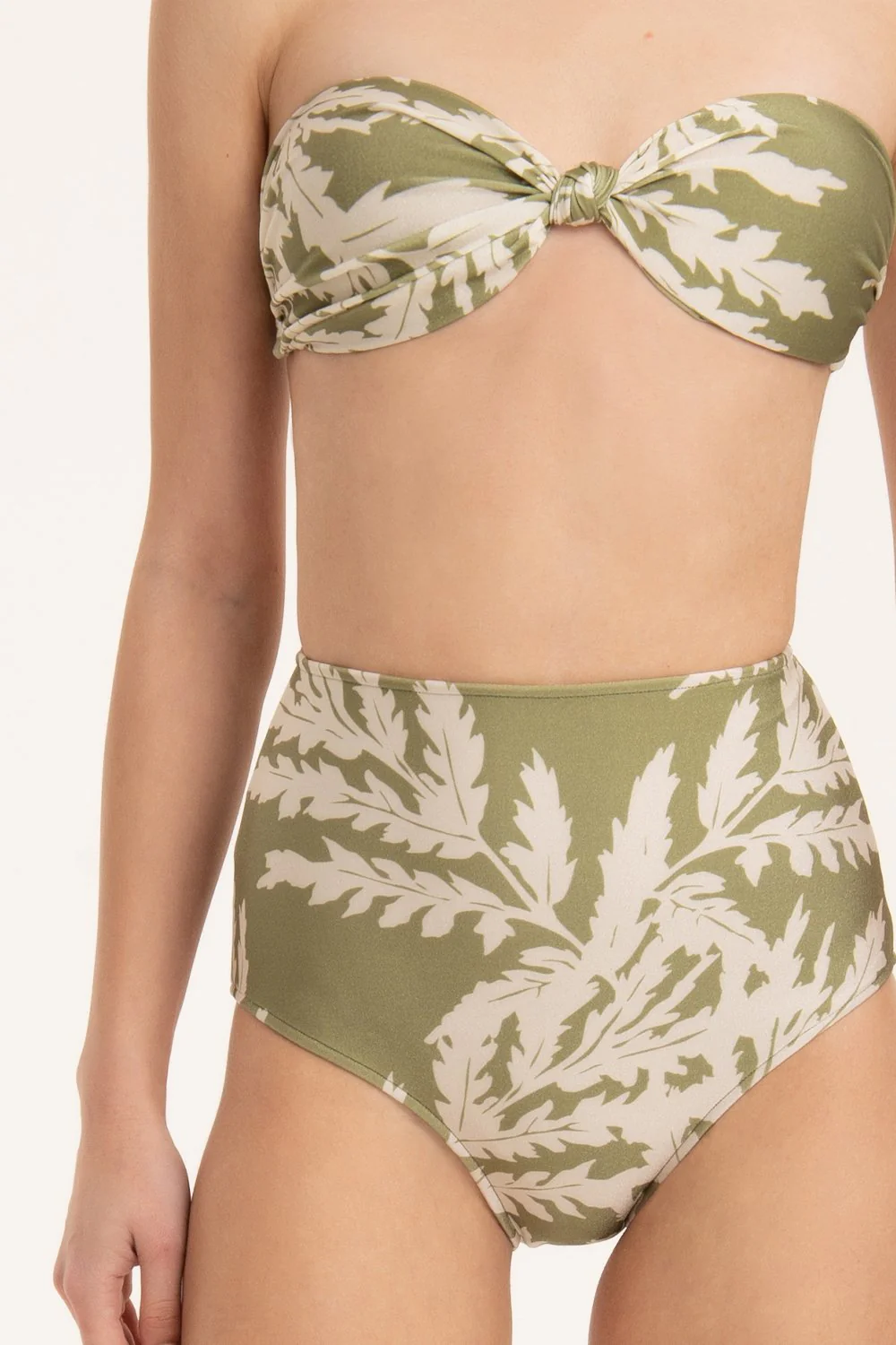 Classic Foliage Strapless High-Waisted Bikini - Image 3