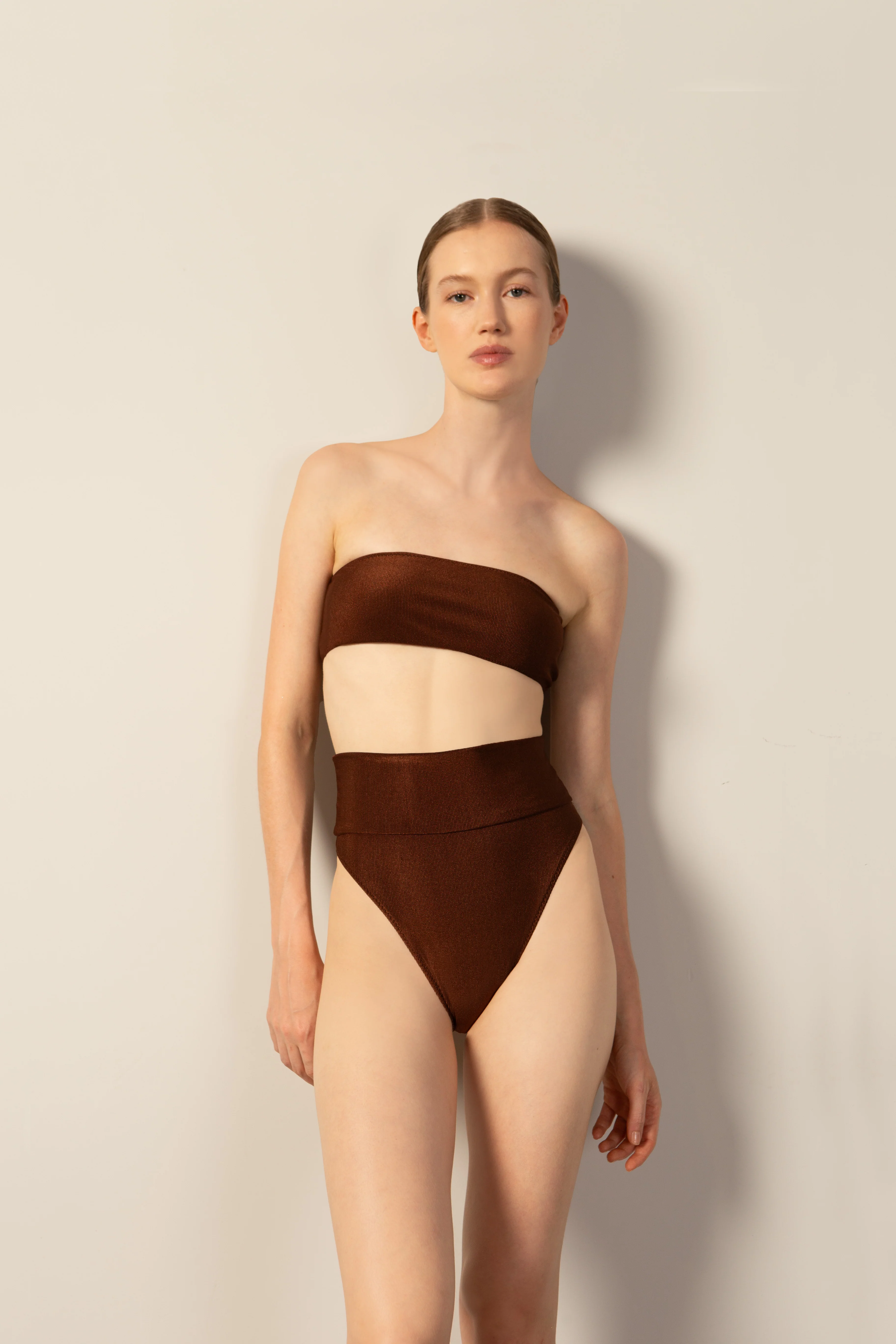 Corduroy High-Leg Bandeau Bikini