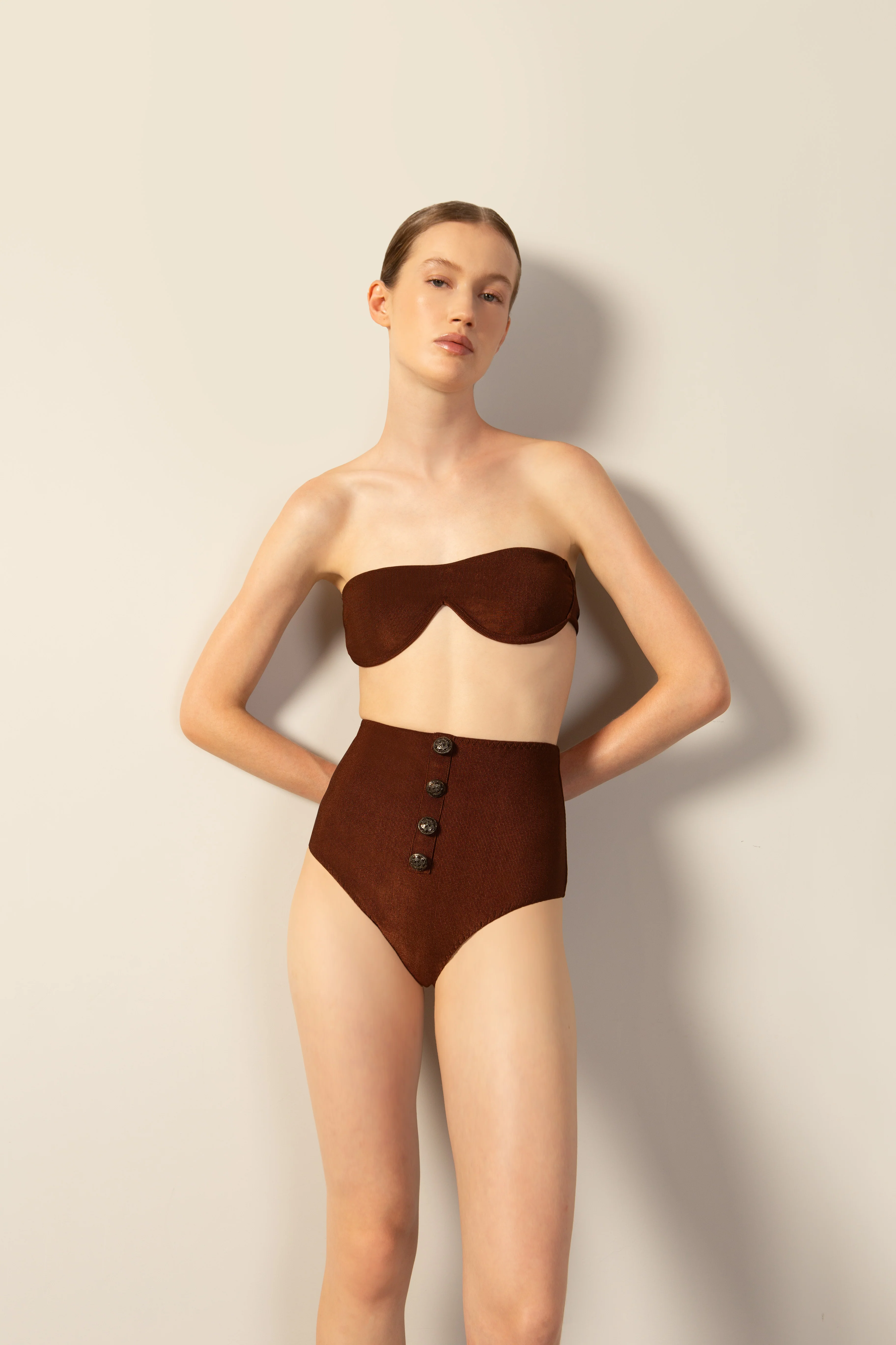 Corduroy High-Leg Strapless Bikini - Image 4