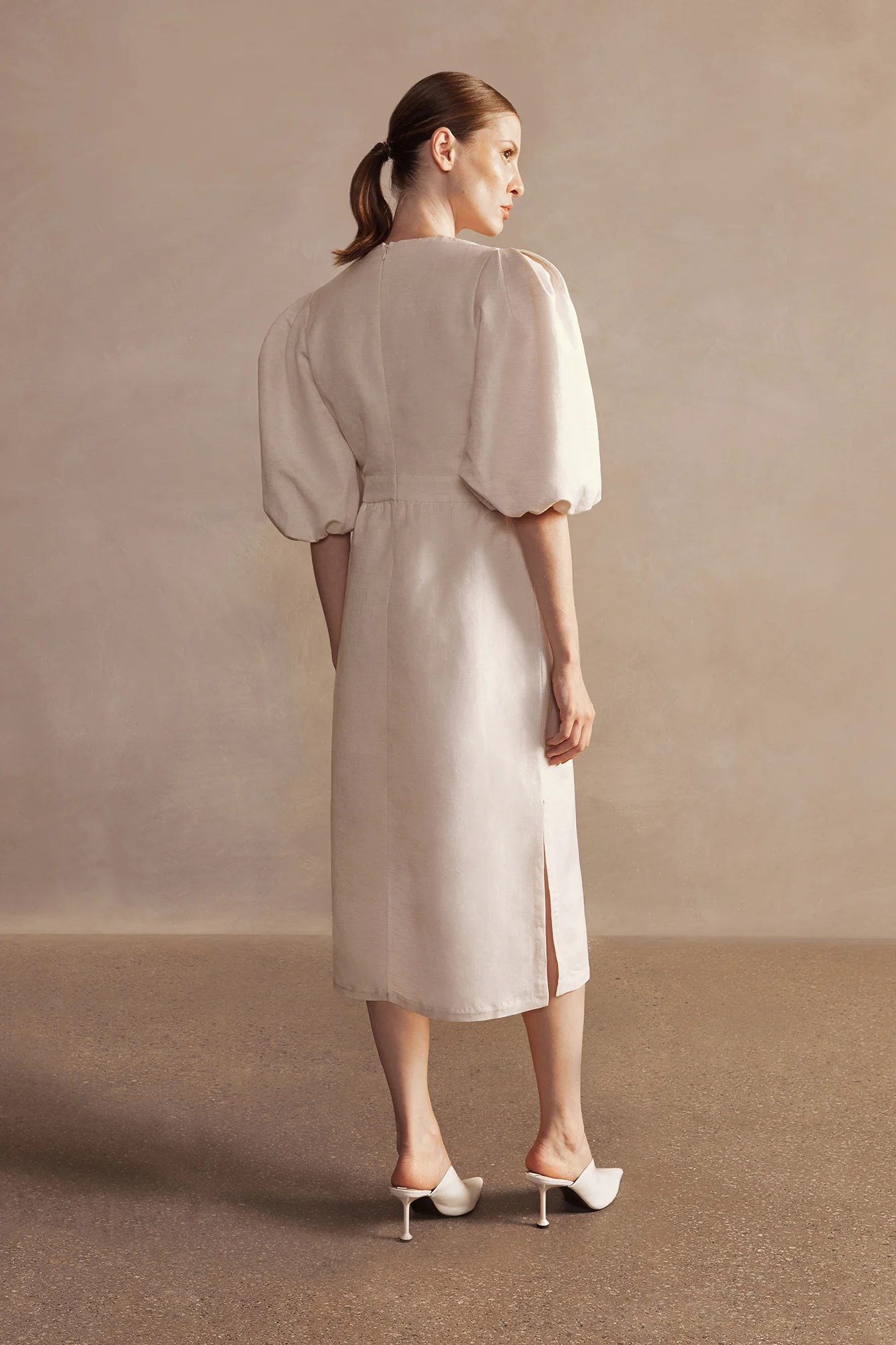 Demi Pois Puff-Sleeved Midi Dress - Image 2
