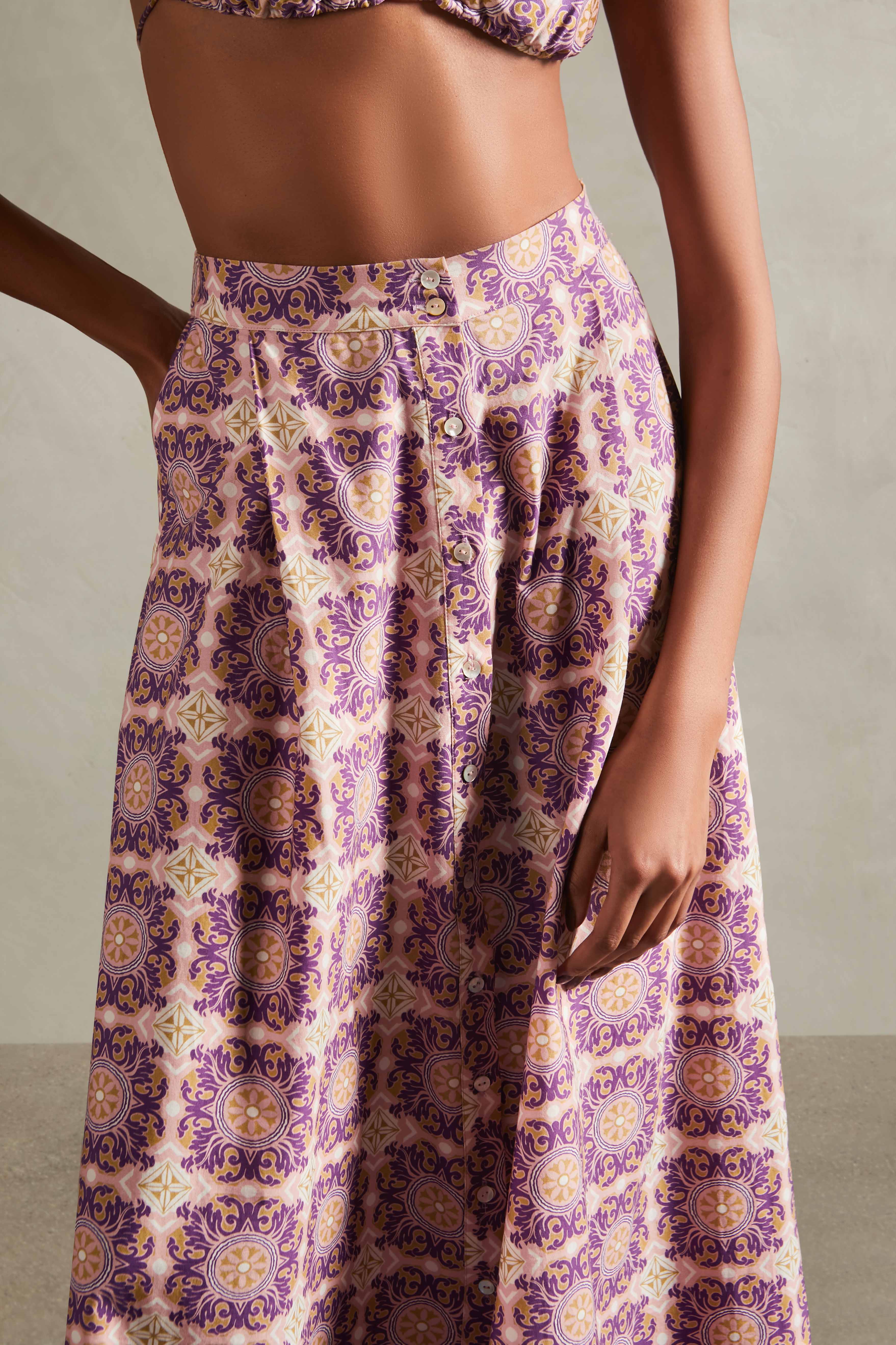 Exotic Coral Long Skirt - Image 3
