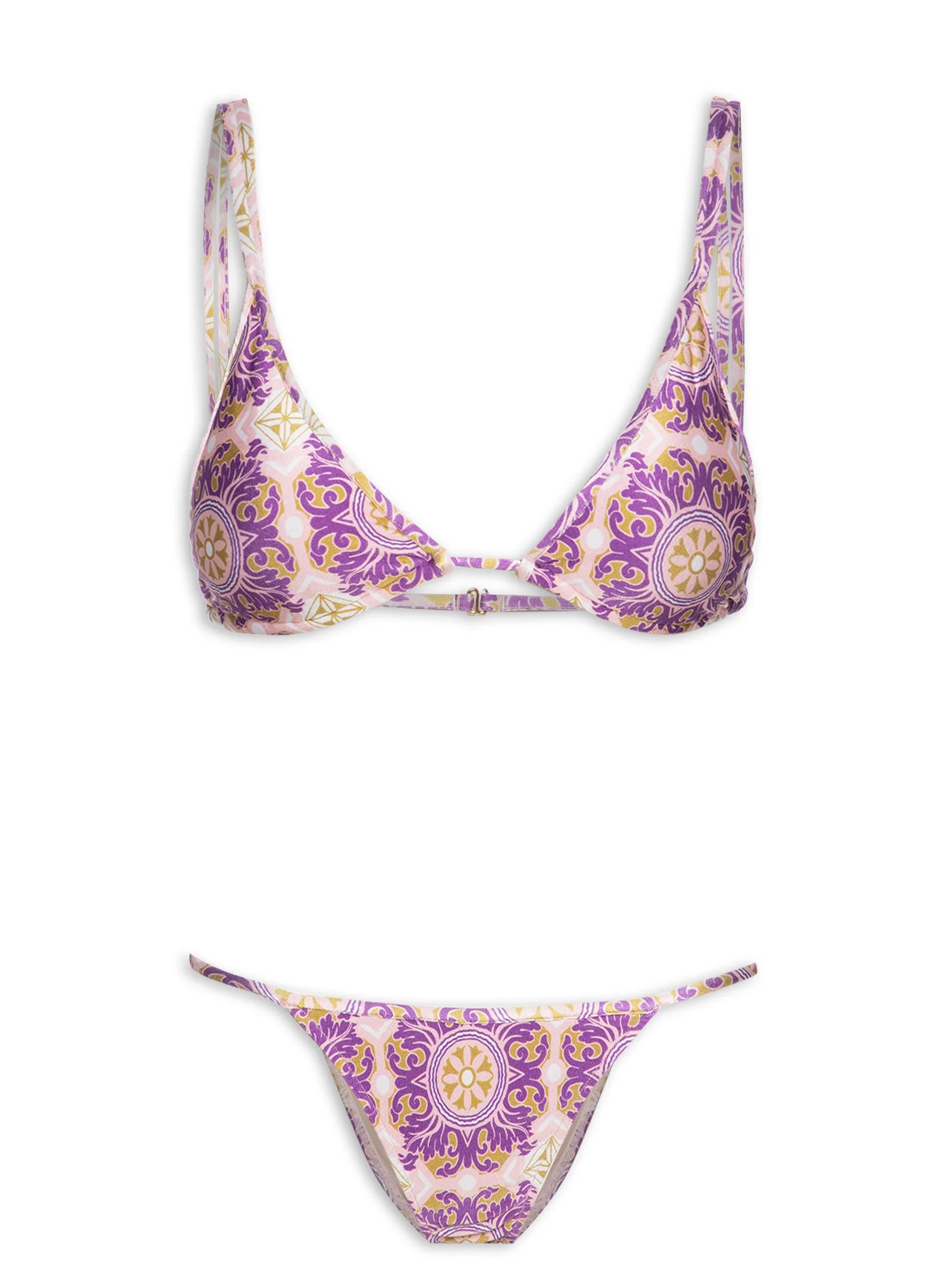 Exotic Coral Triangle Bikini With Ties - Image 3