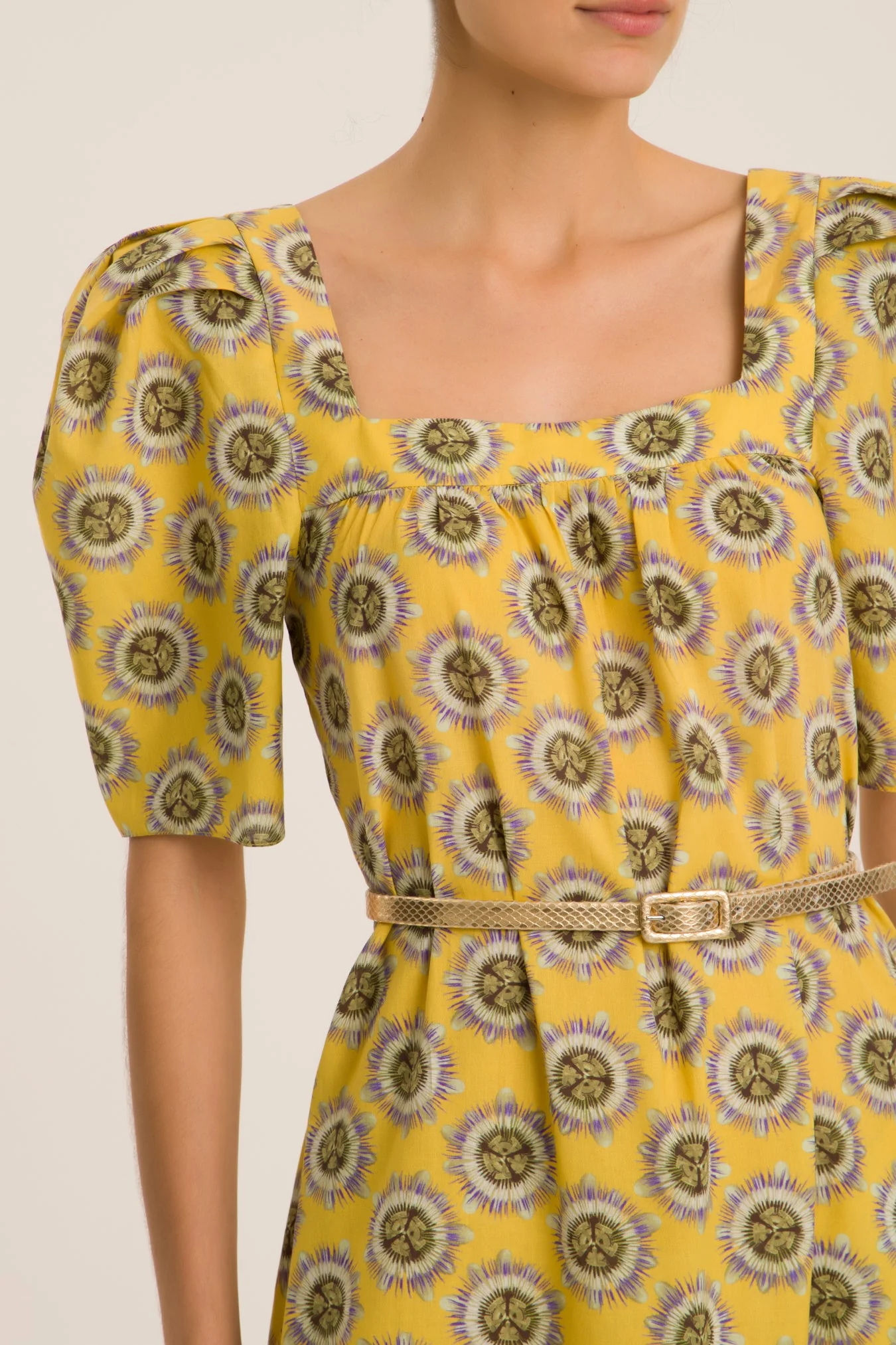 Exotic Passion Puff-Sleeved Silk Midi Dress - Image 3