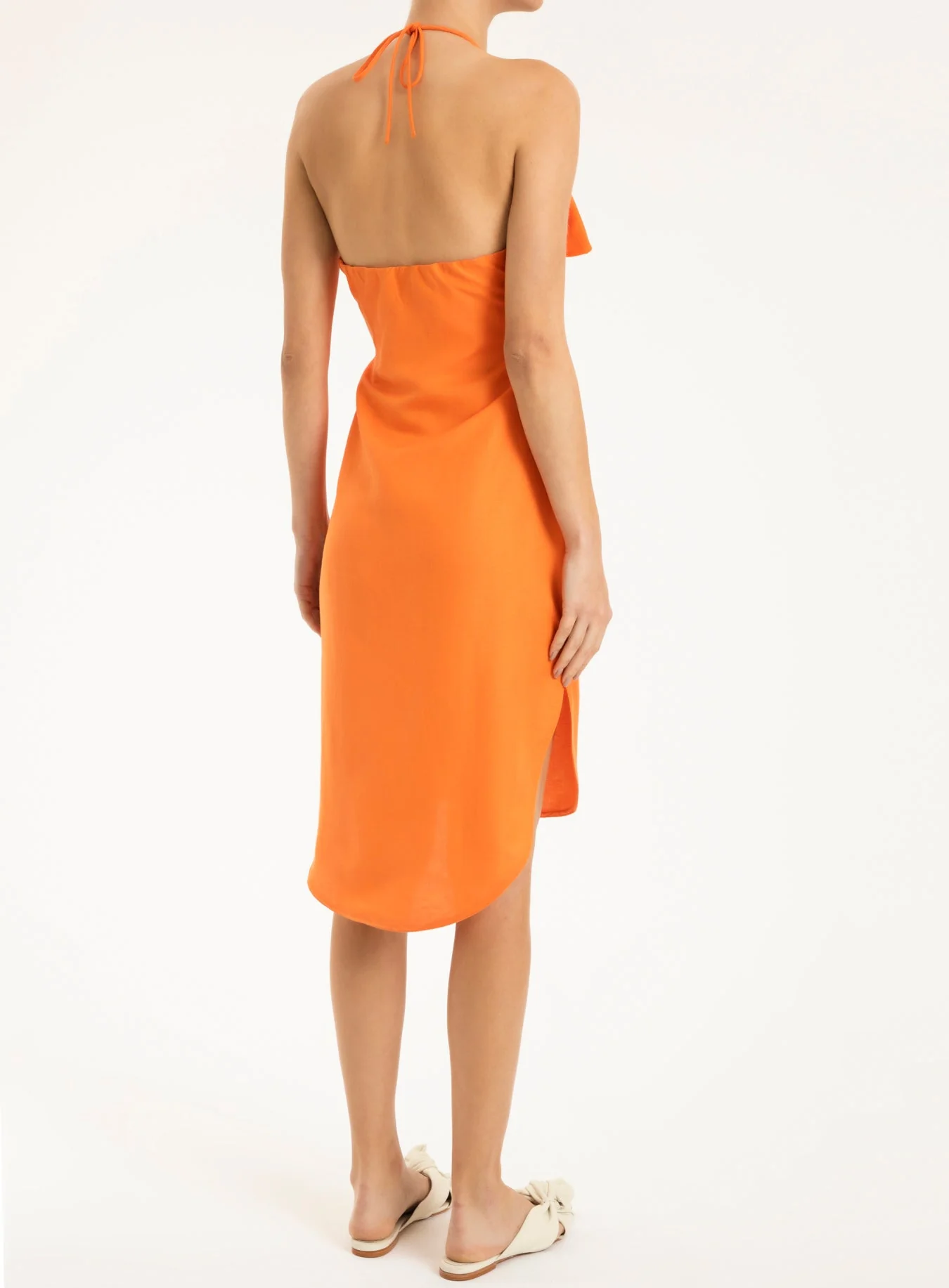 Fantasy Solid Asymmetric Short Dress with Bow - Image 4