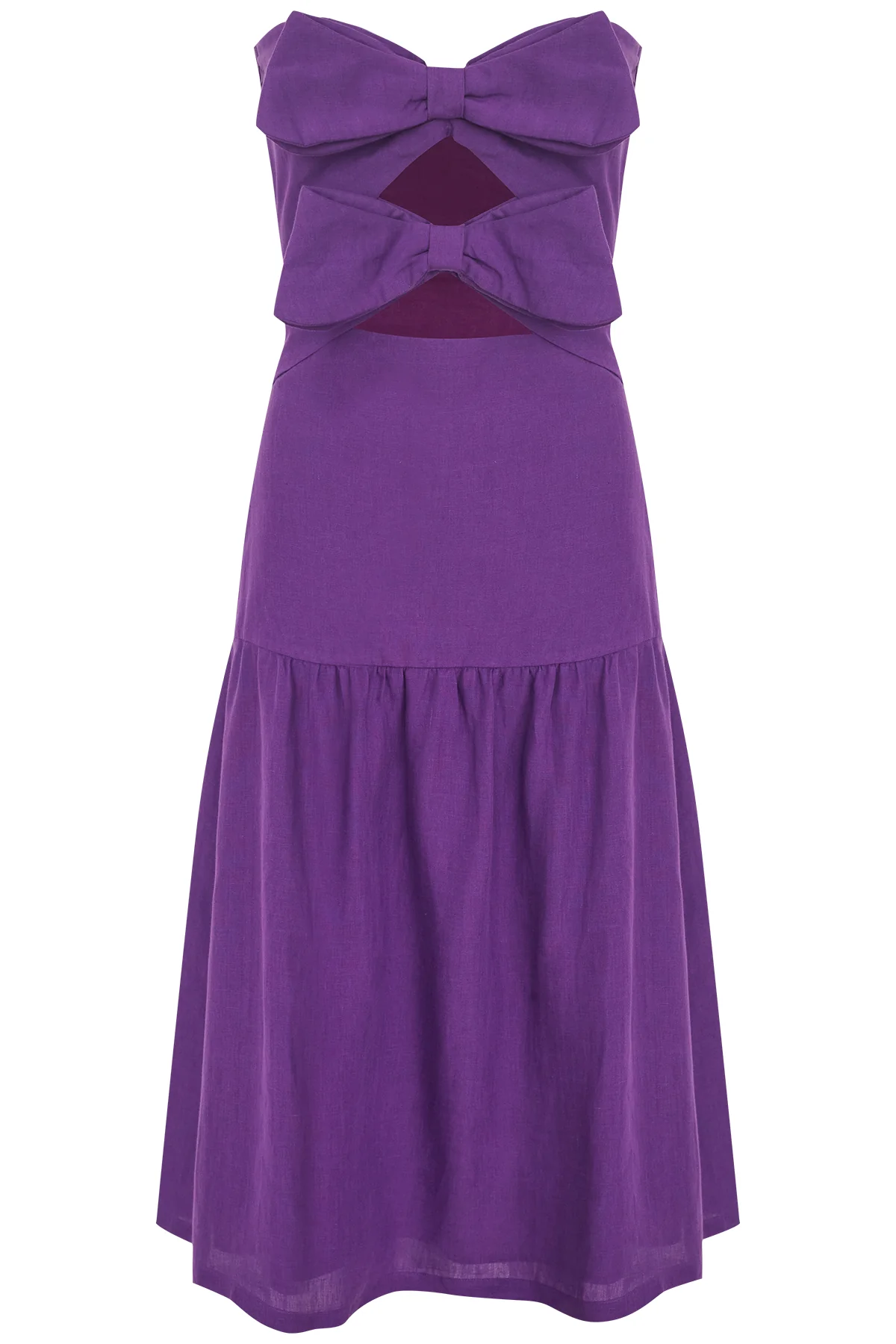 Fantasy Solid Cut-Out Strapless Dress with Bows - Image 4