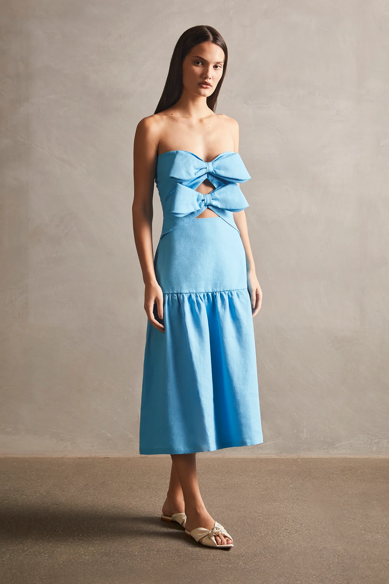 Fantasy Solid Cut-Out Strapless Dress with Bows - Image 5