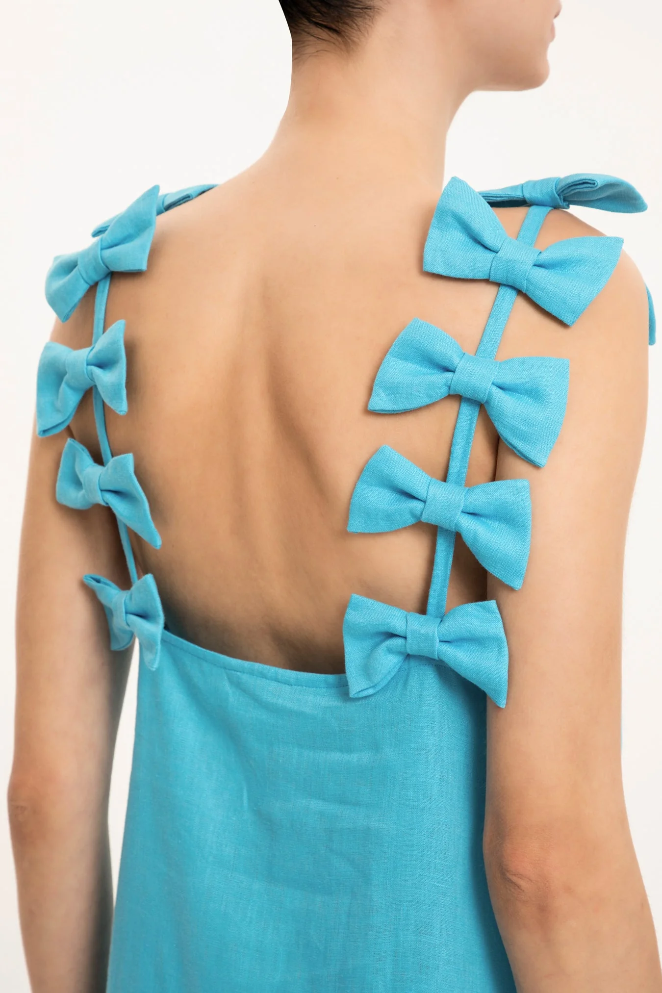 Fantasy Solid Long Dress with Bows - Image 10