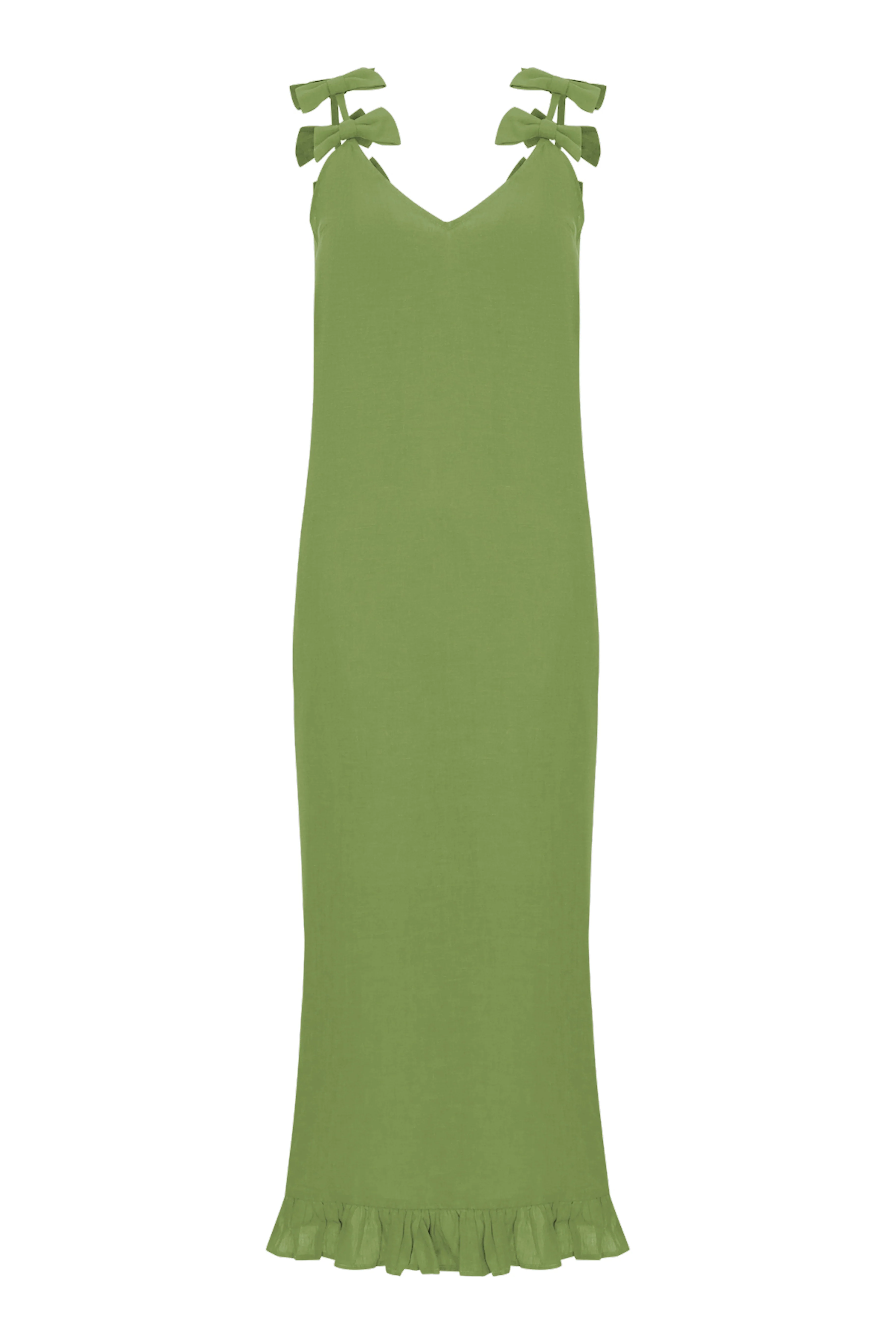 Fantasy Solid Long Dress with Bows - Image 11