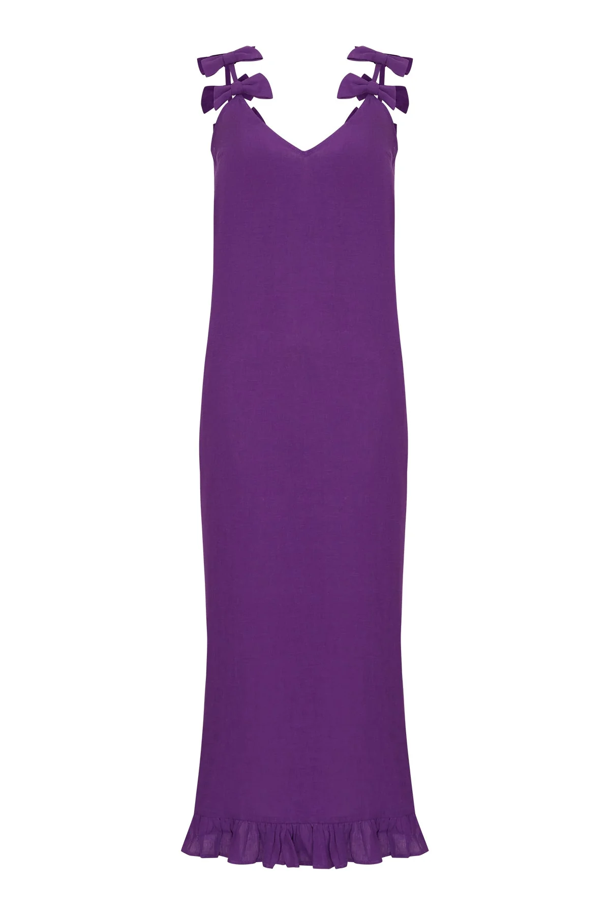 Fantasy Solid Long Dress with Bows - Image 13