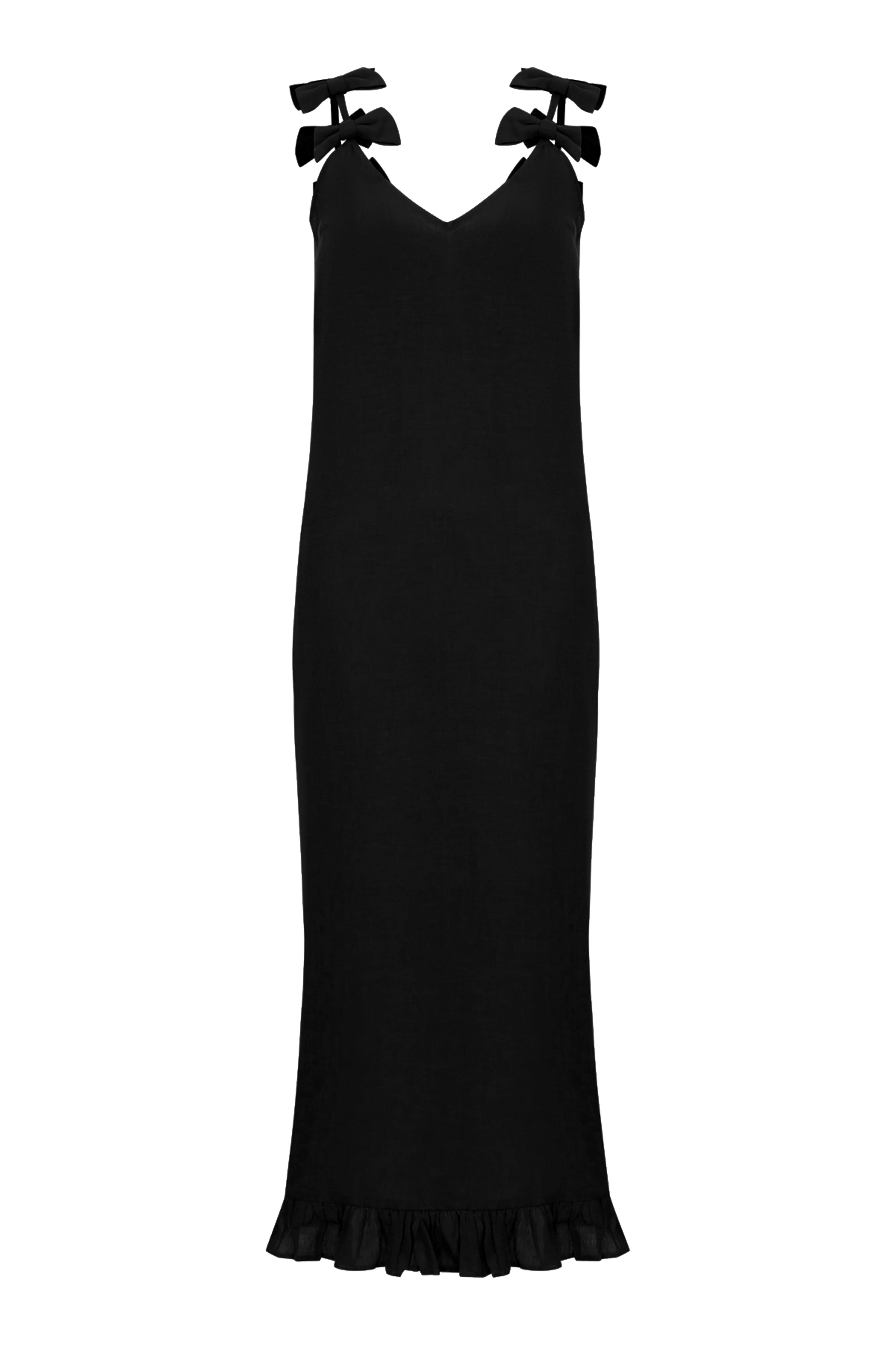 Fantasy Solid Long Dress with Bows - Image 14