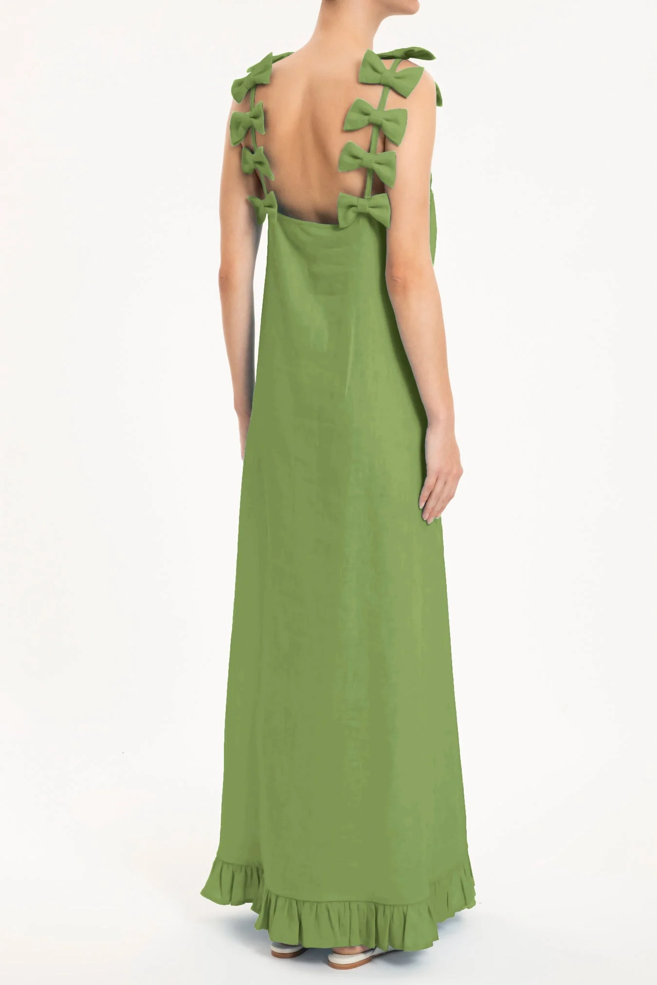Fantasy Solid Long Dress with Bows - Image 5
