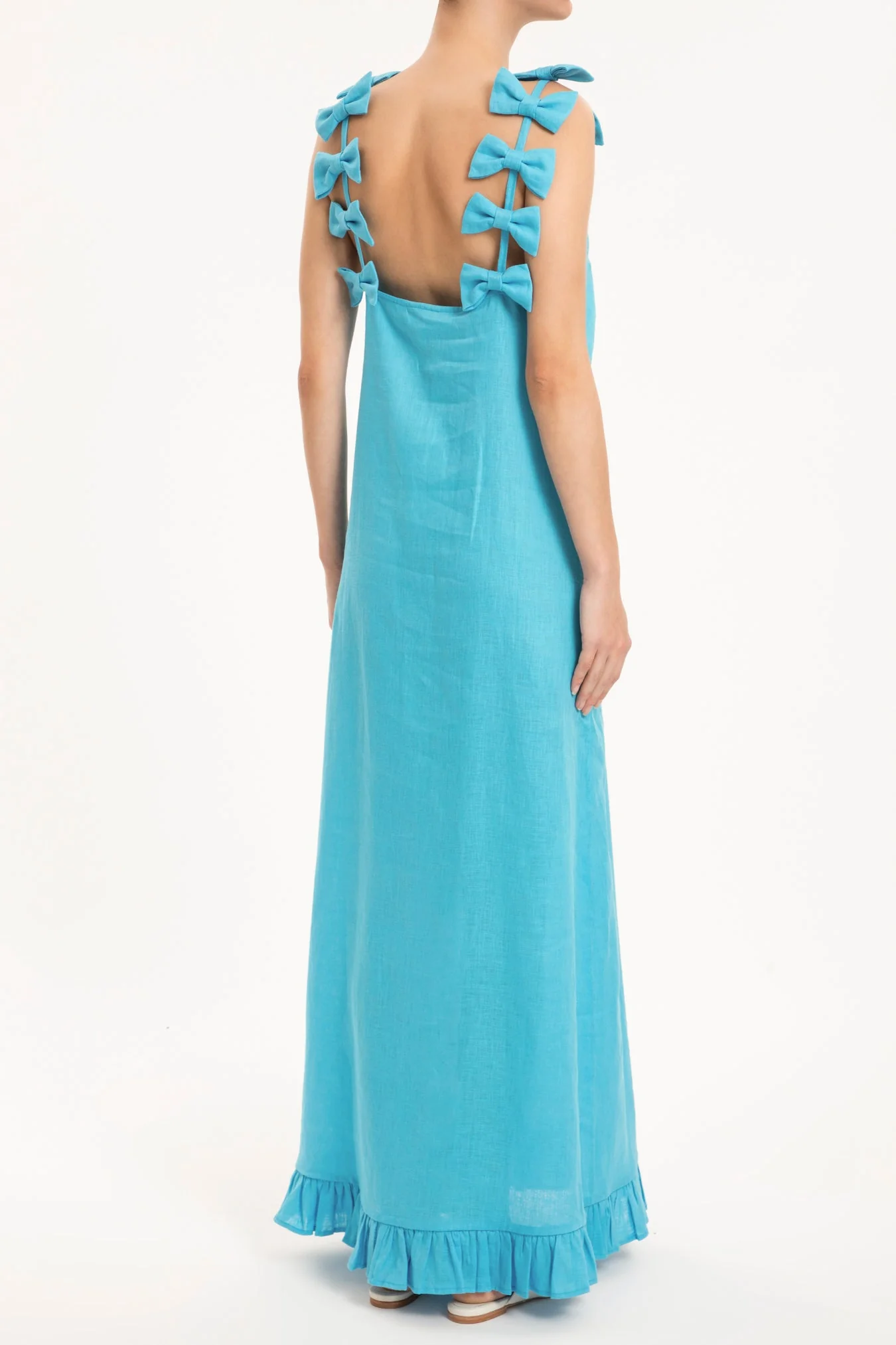 Fantasy Solid Long Dress with Bows - Image 6