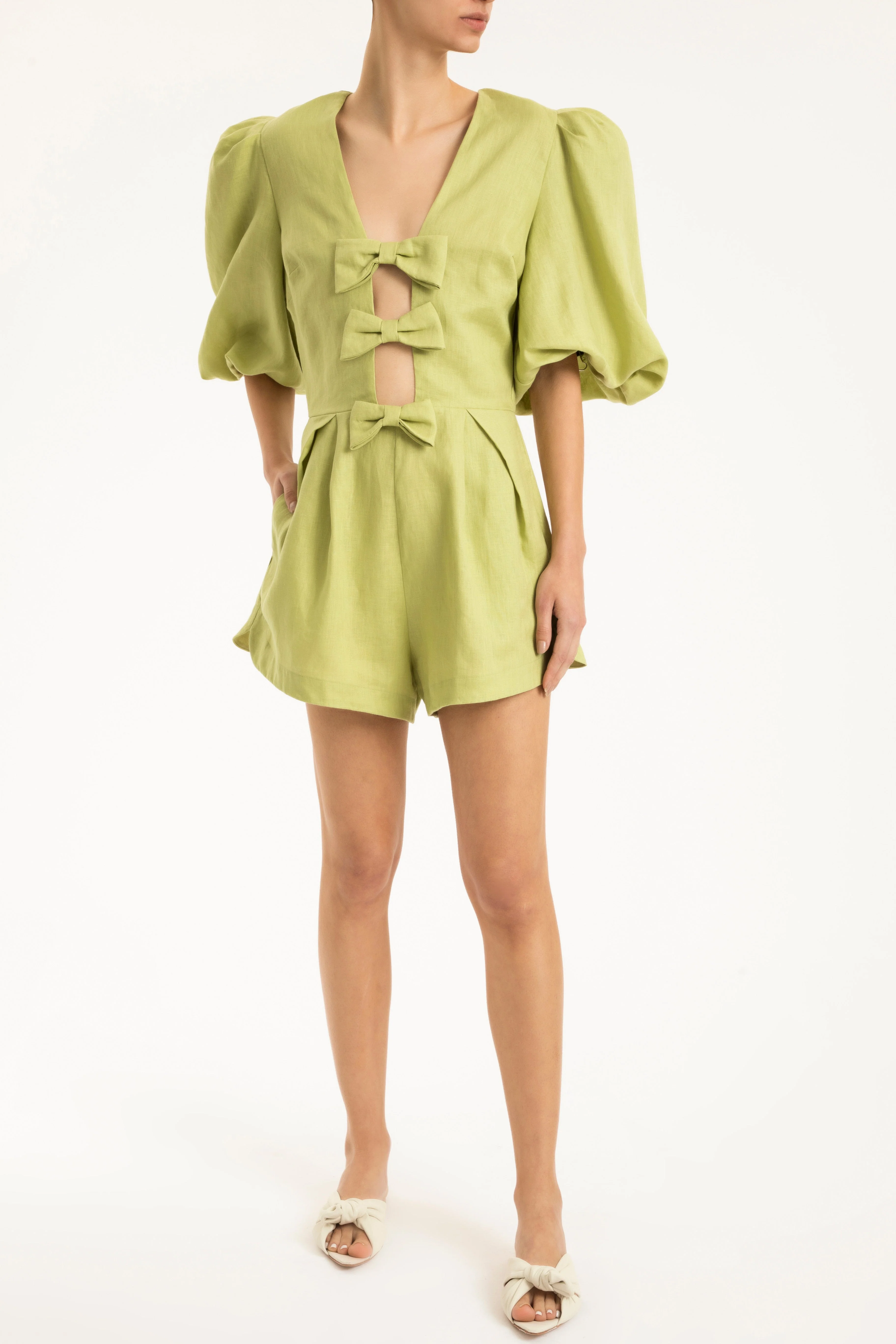 Fantasy Solid Playsuit with Bows - Image 3