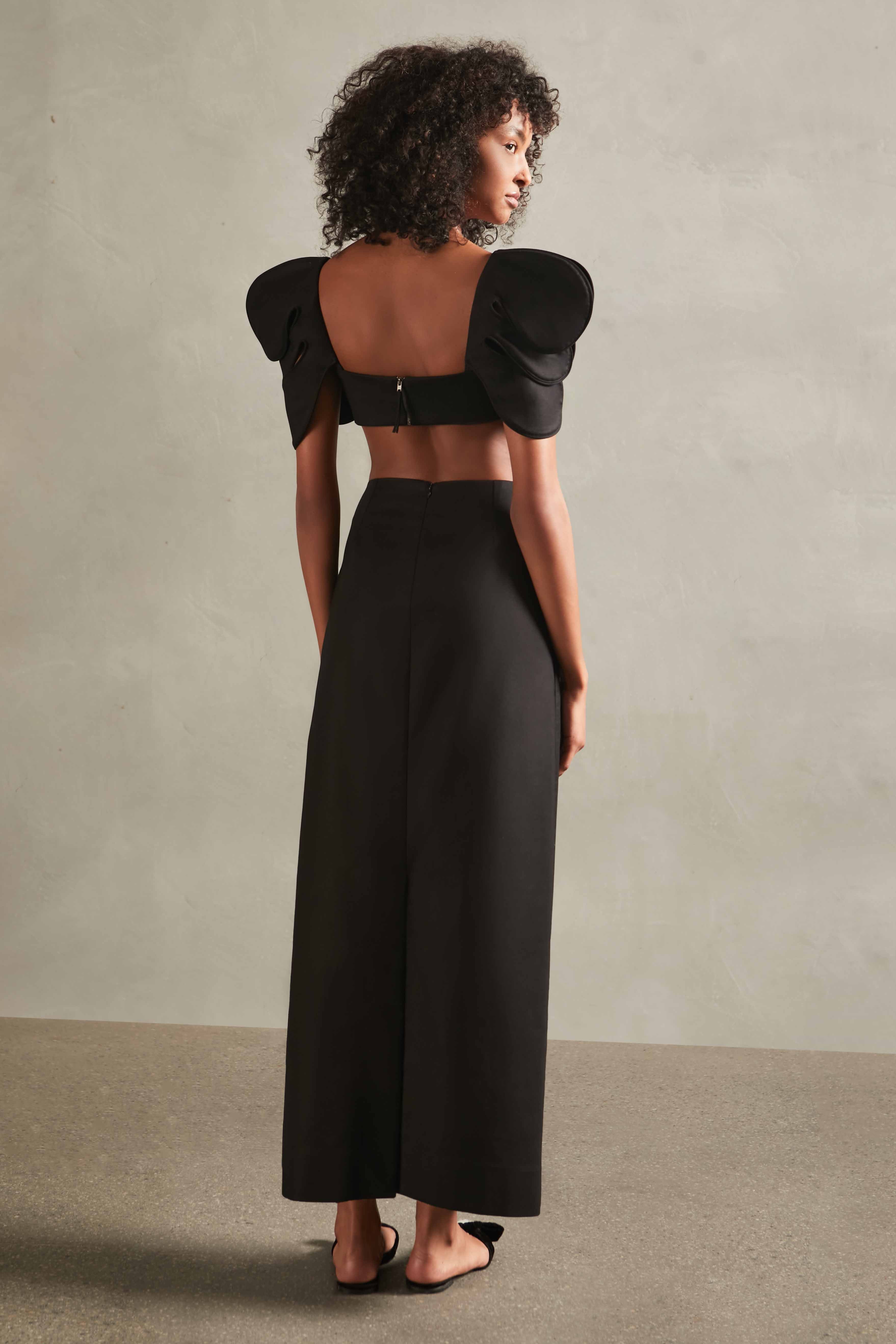 Floral Solid Cropped Blouse - Image 3