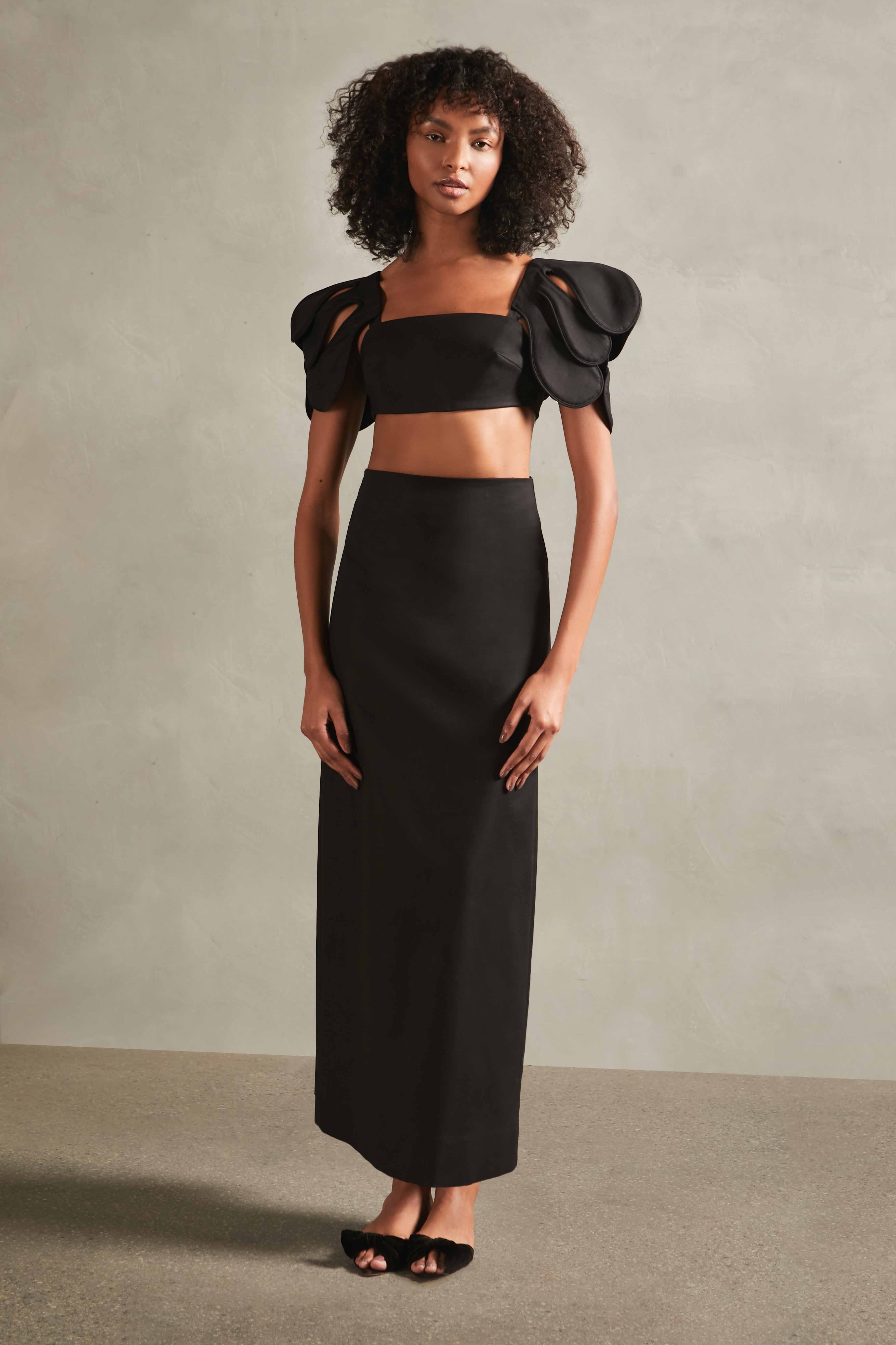 Floral Solid Cropped Blouse - Image 4