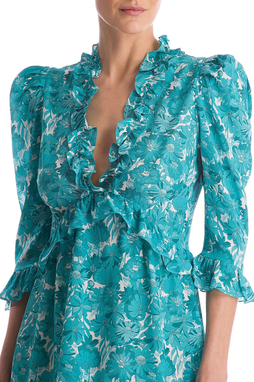 Flower Bloom Long-Sleeved Short Dress - Image 3