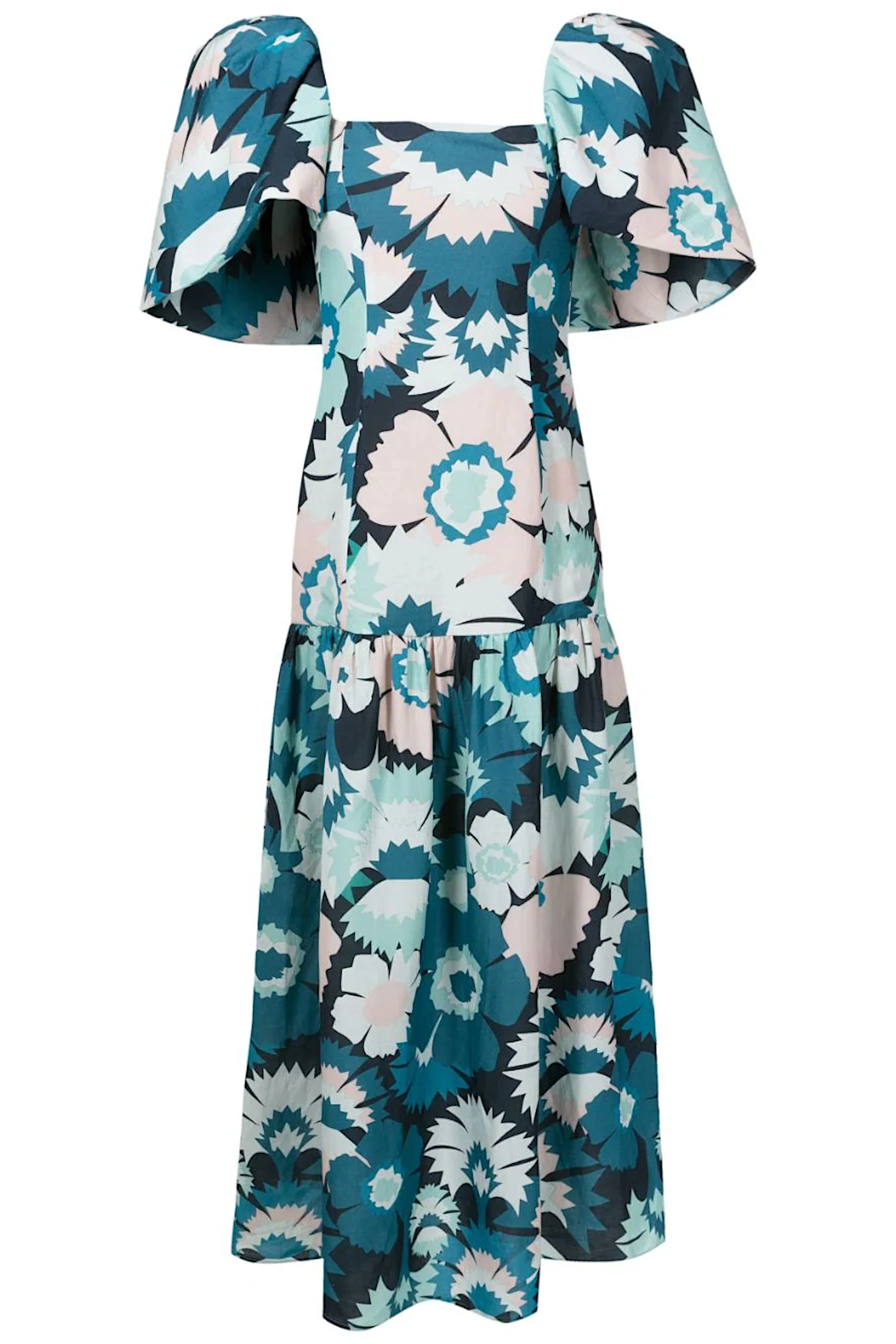 Flower Power Puff-Sleeved Long Dress - Image 3