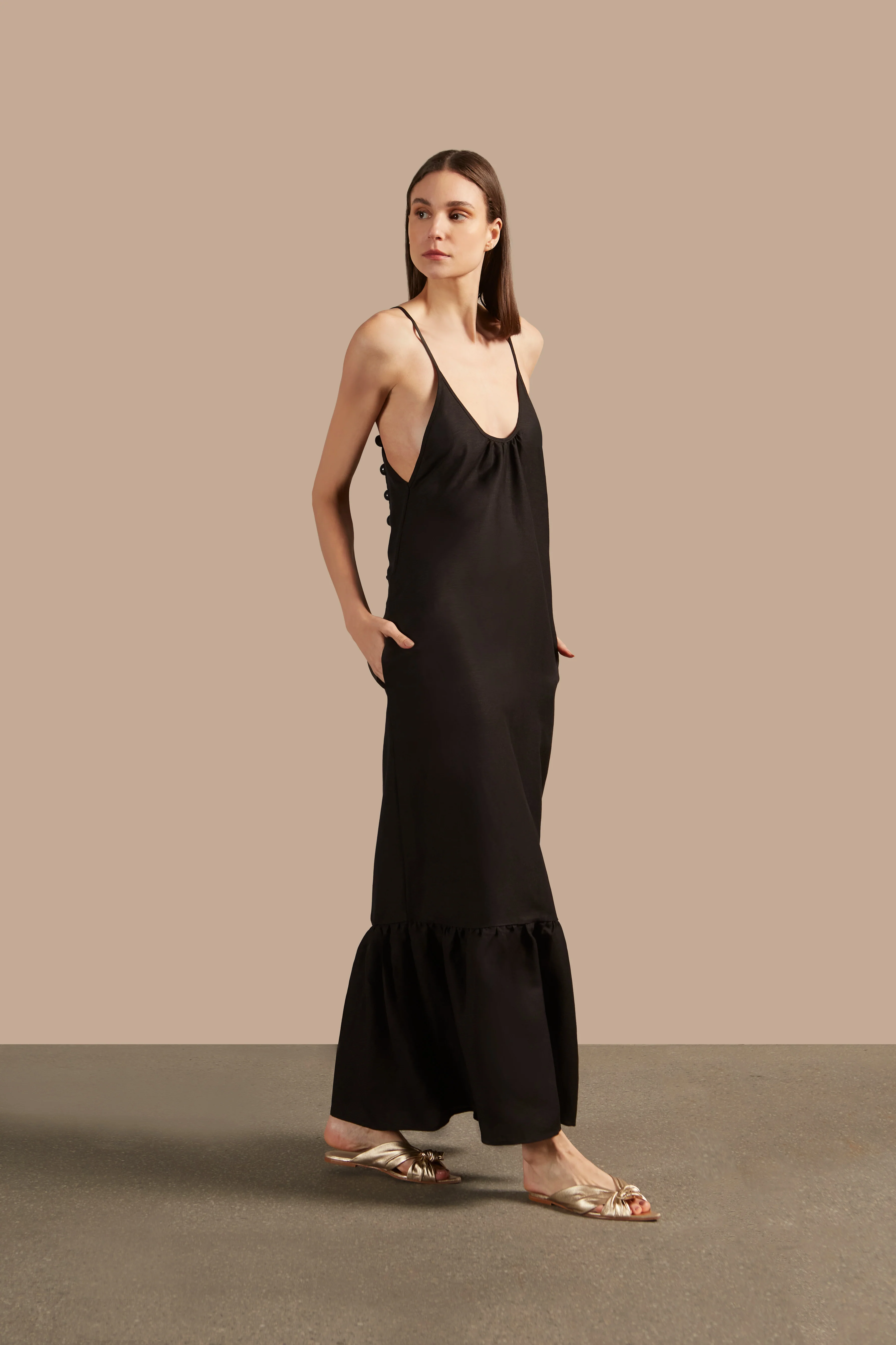 Golden Age Solid Straps Long Dress - Image 8