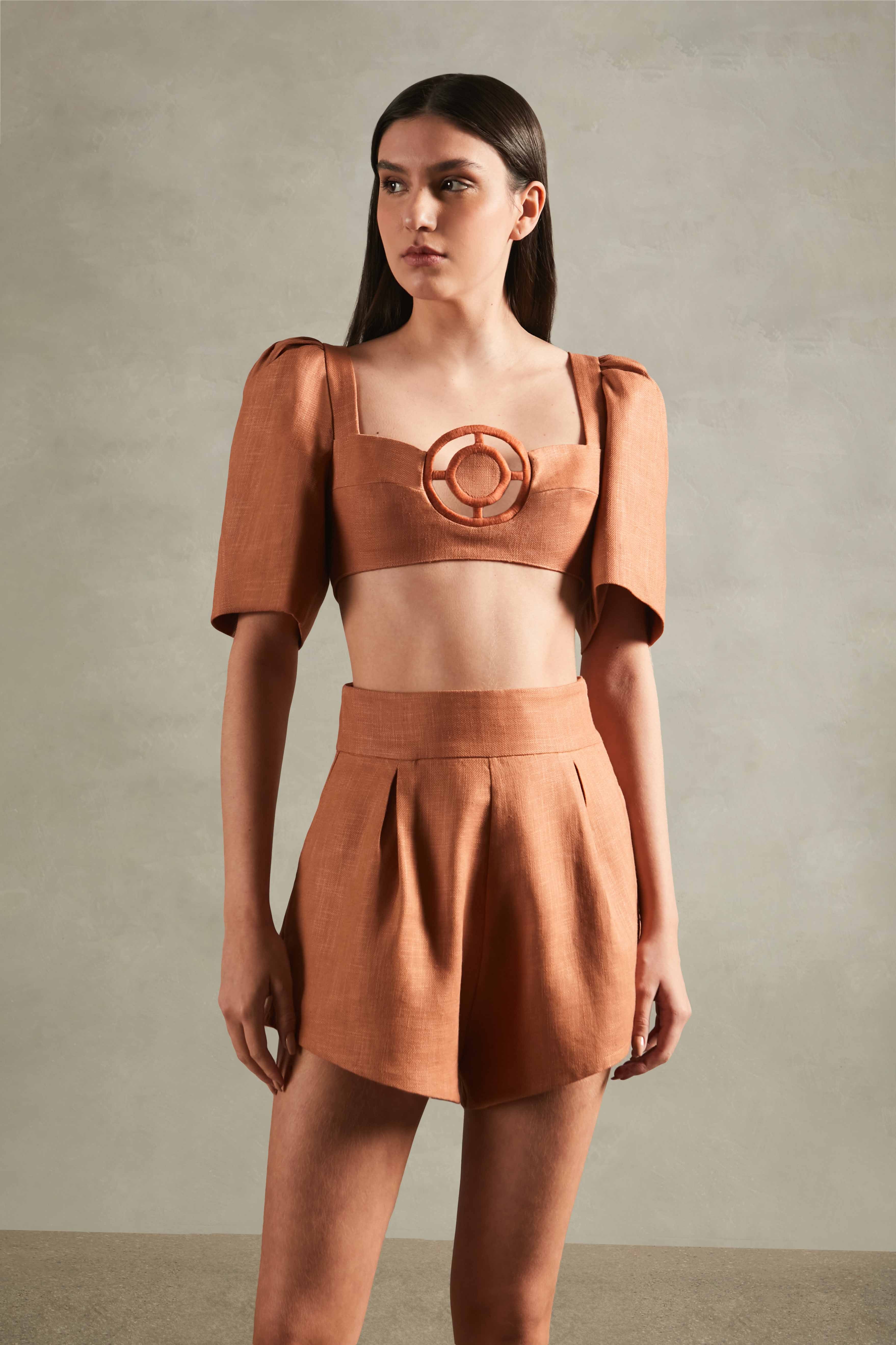 Grand Pois Cropped Blouse