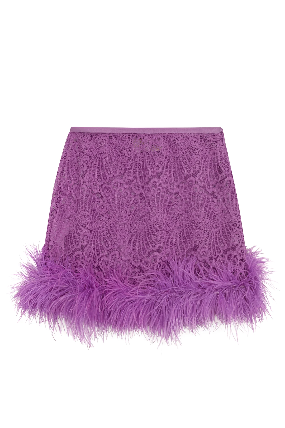 Guipure Lace Feathered Mini Skirt - Image 3