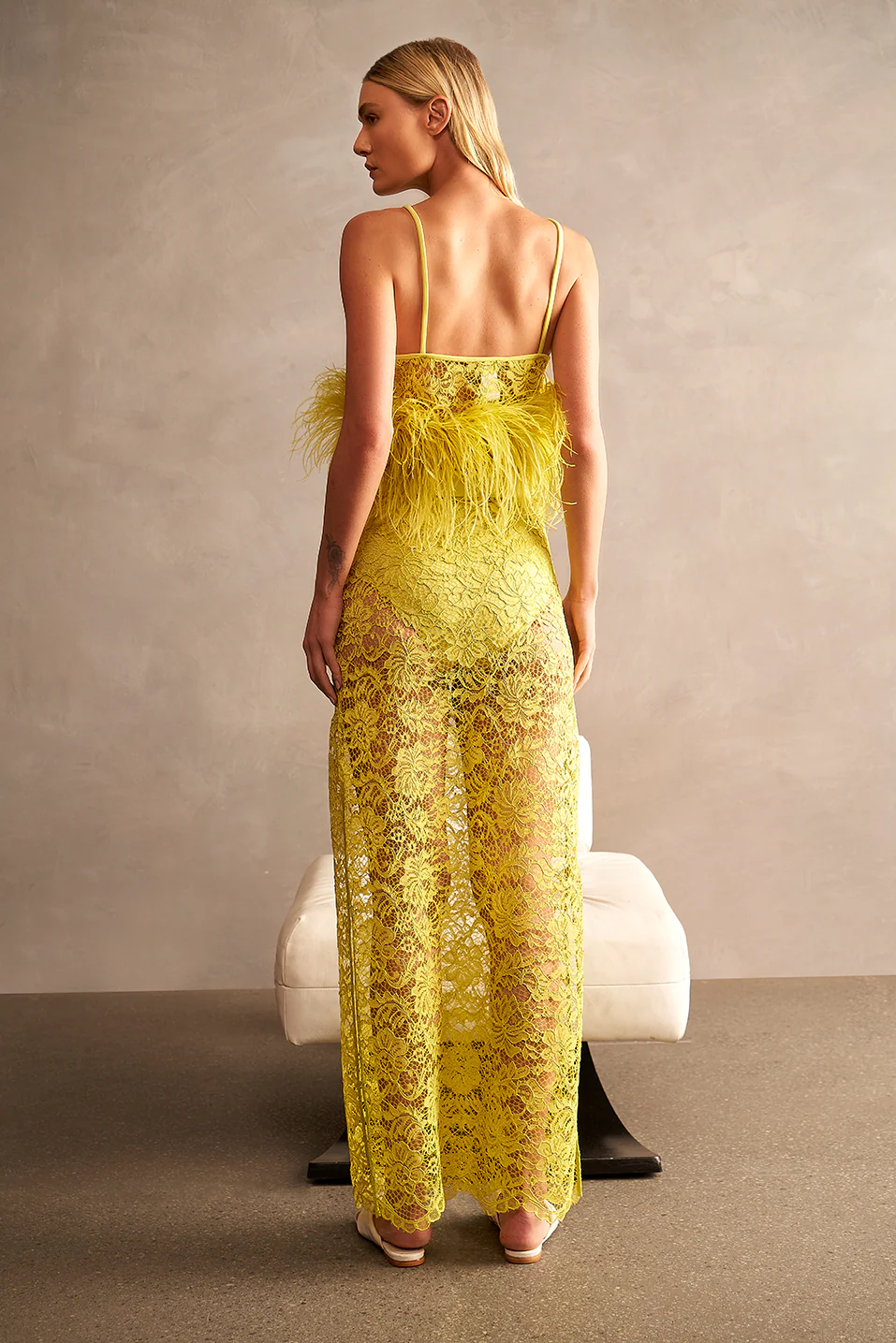 Guipure Lace Top & Skirt Feathered Set - Image 3