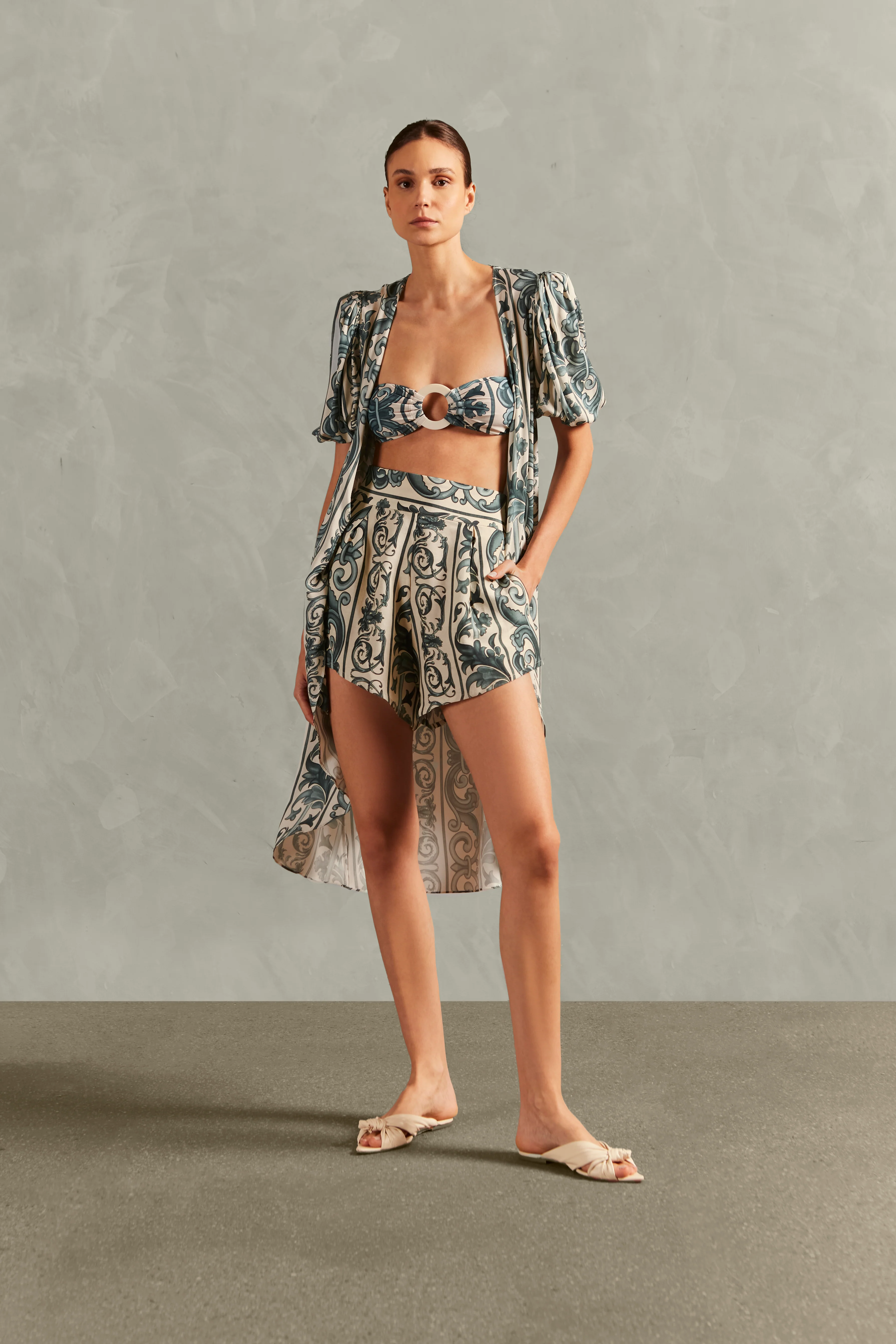 Hera Puff-Sleeved Midi Robe