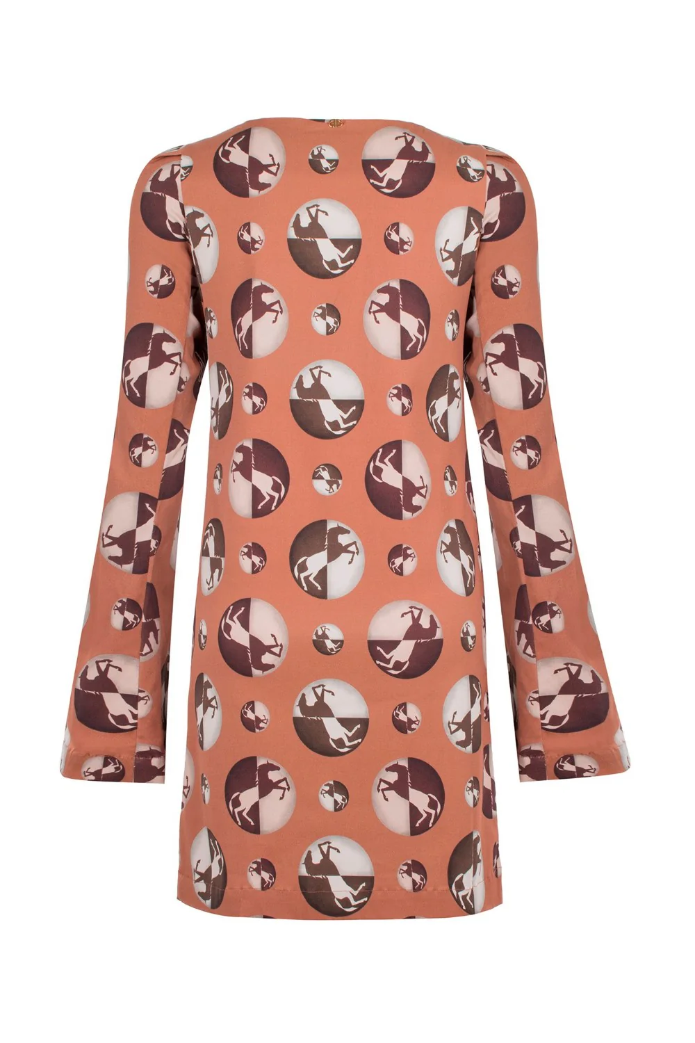 Horse Pois Open-Back Short Tunic Dress - Image 3