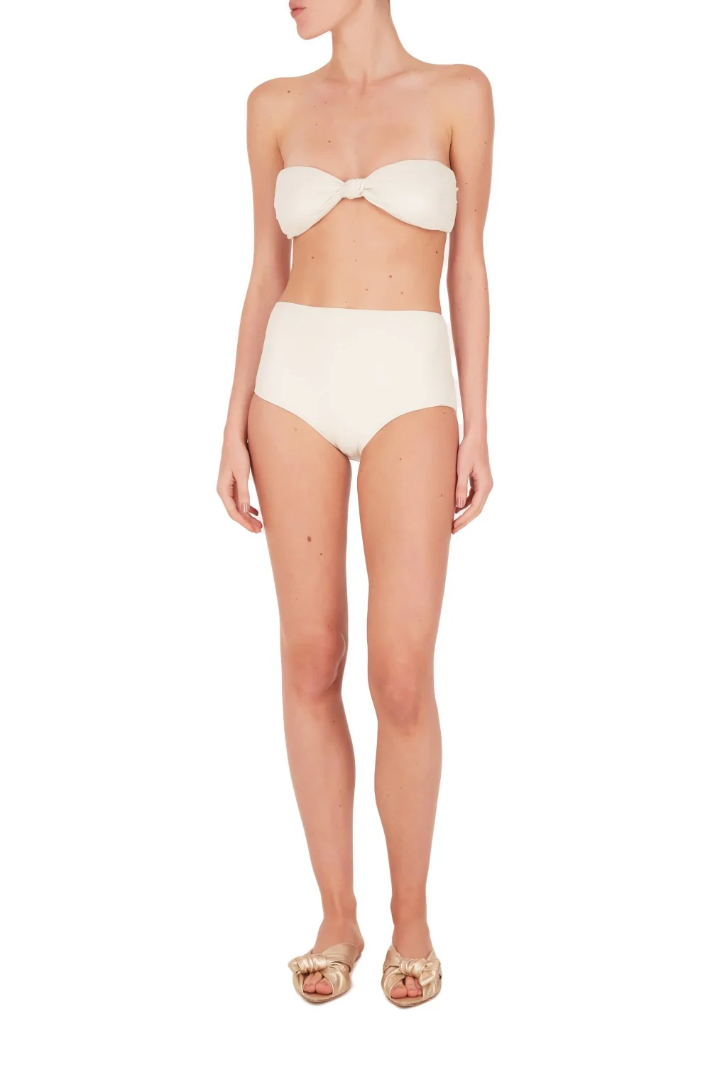 Ivory Hot Pants Bandeau Bikini with Hoop - Image 2
