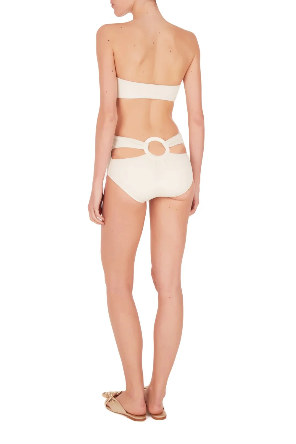 Ivory Hot Pants Bandeau Bikini with Hoop - Image 4