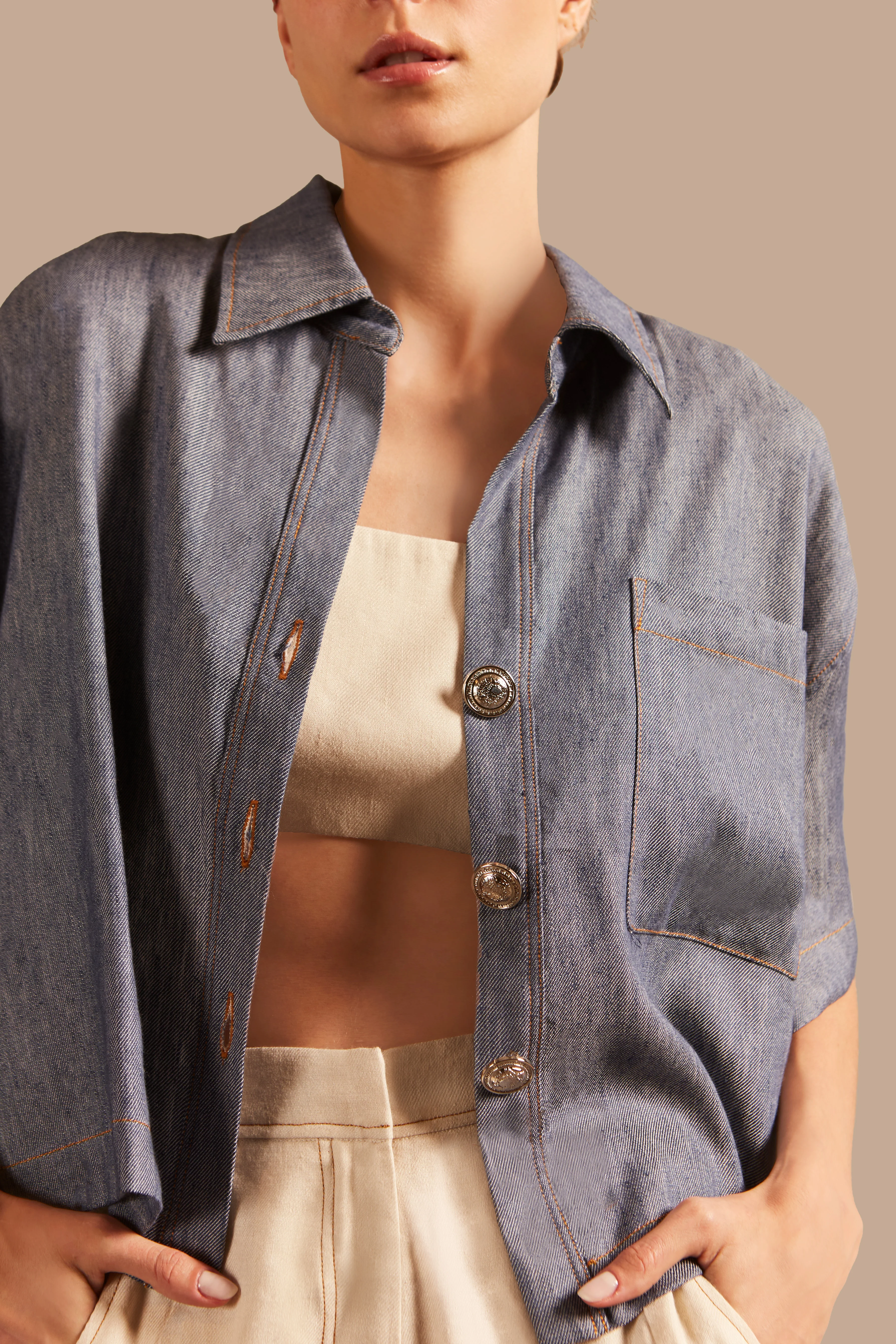 Jeans Short-Sleeved Shirt - Image 4