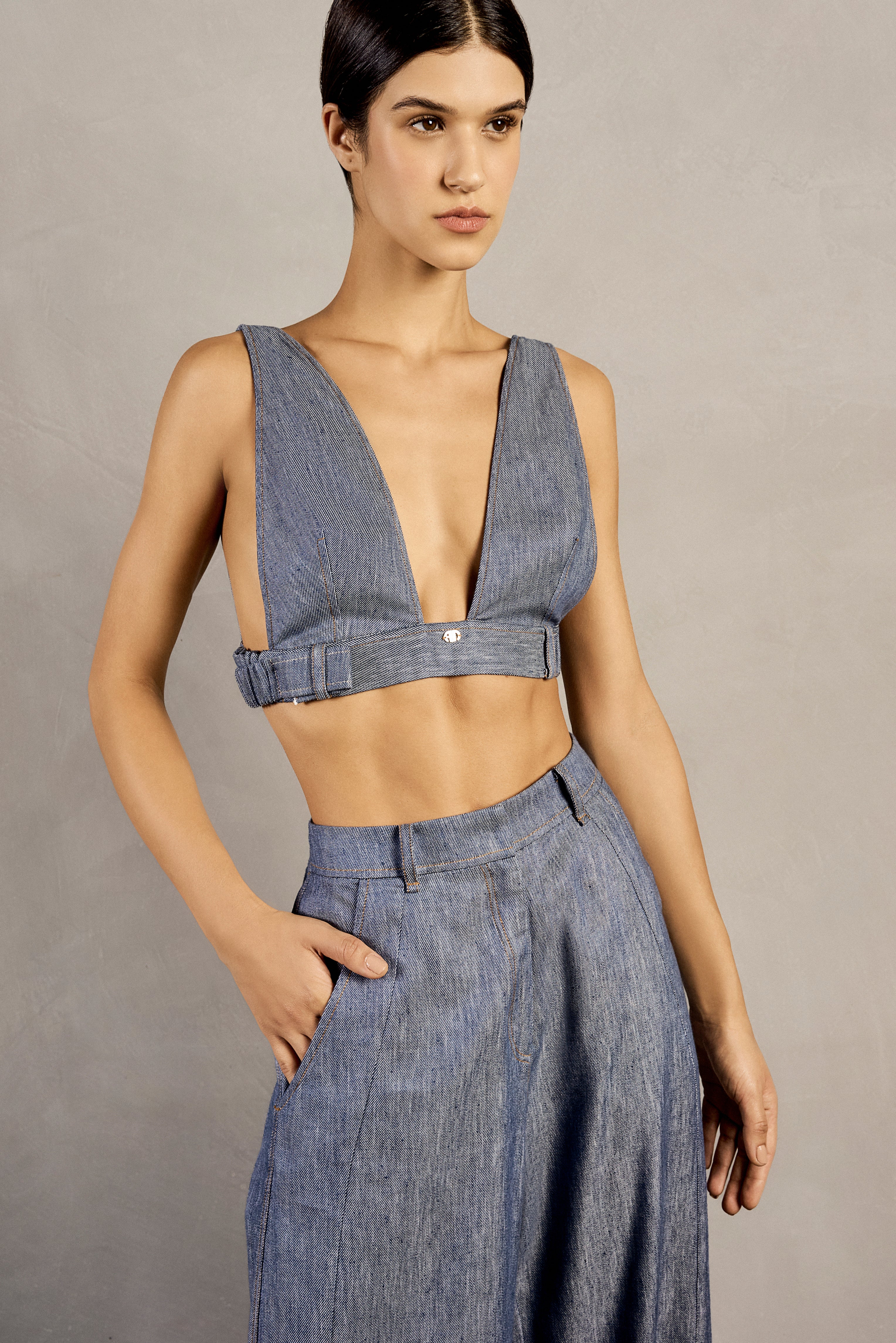 Jeans V-Neck Top - Image 4