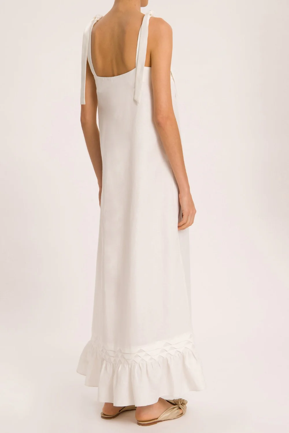 Linen Long Dress With Application - Image 3
