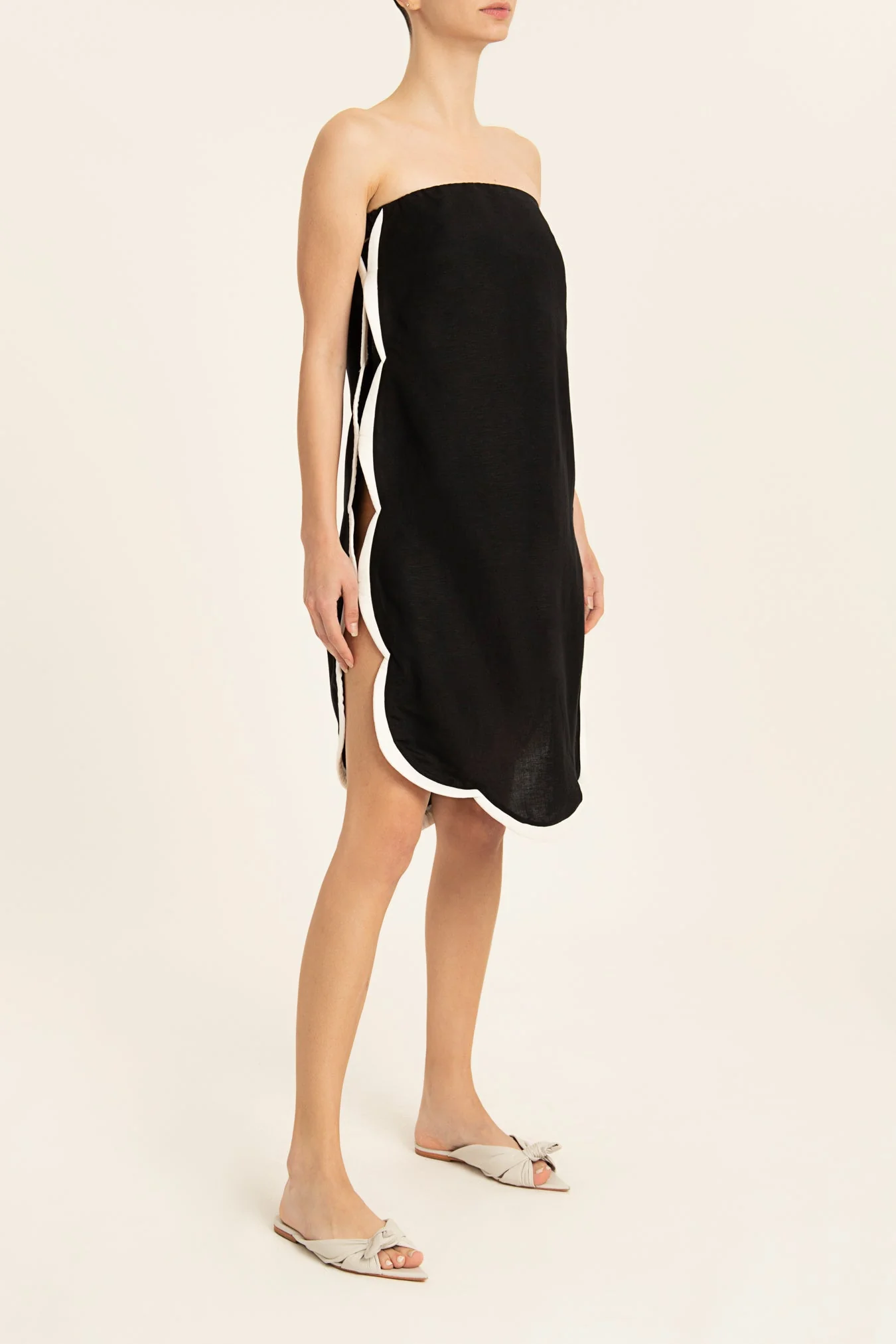 Linen Strapless Short Dress - Image 3