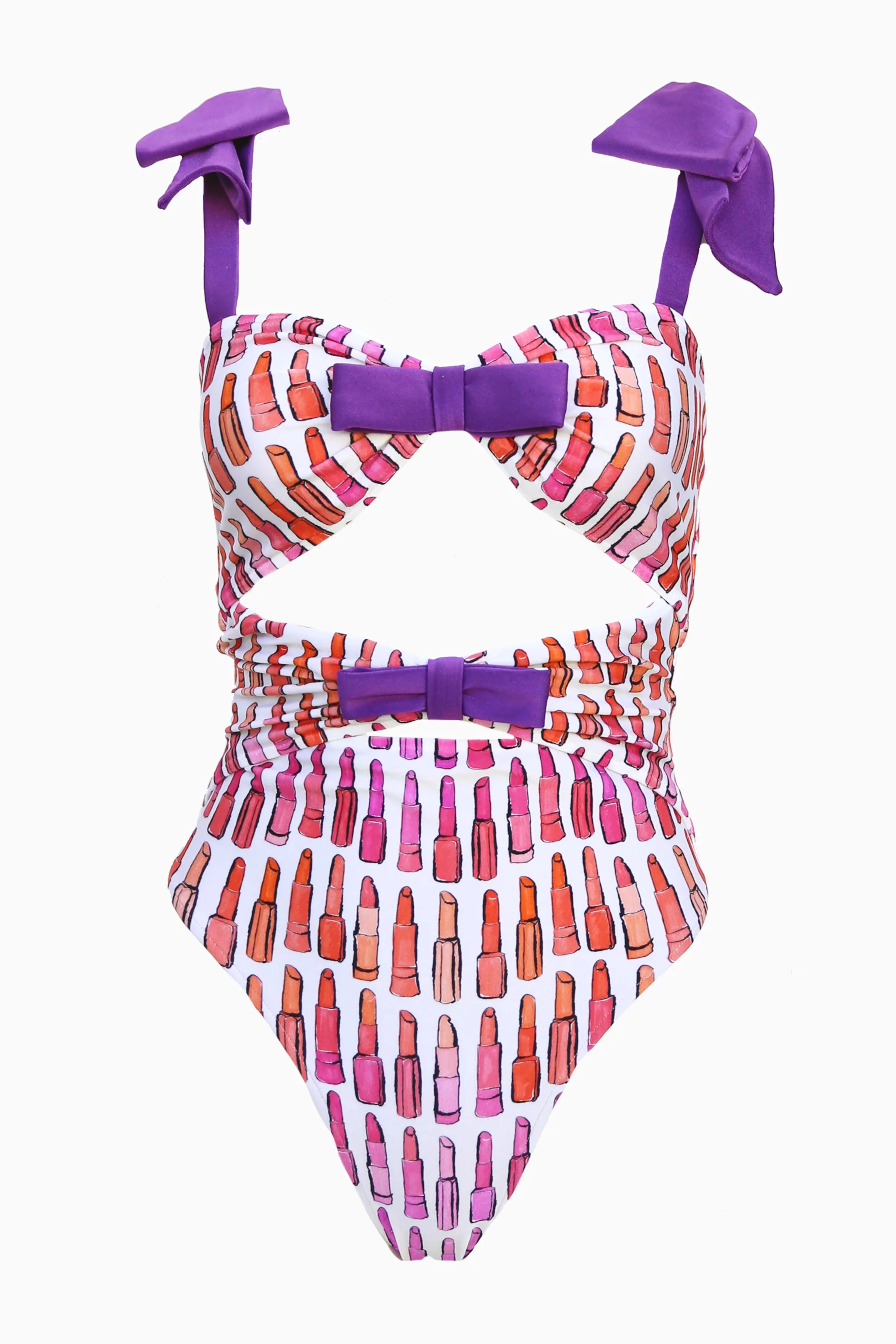 Lipstick Cut-Out Swimsuit With Bows - Image 4