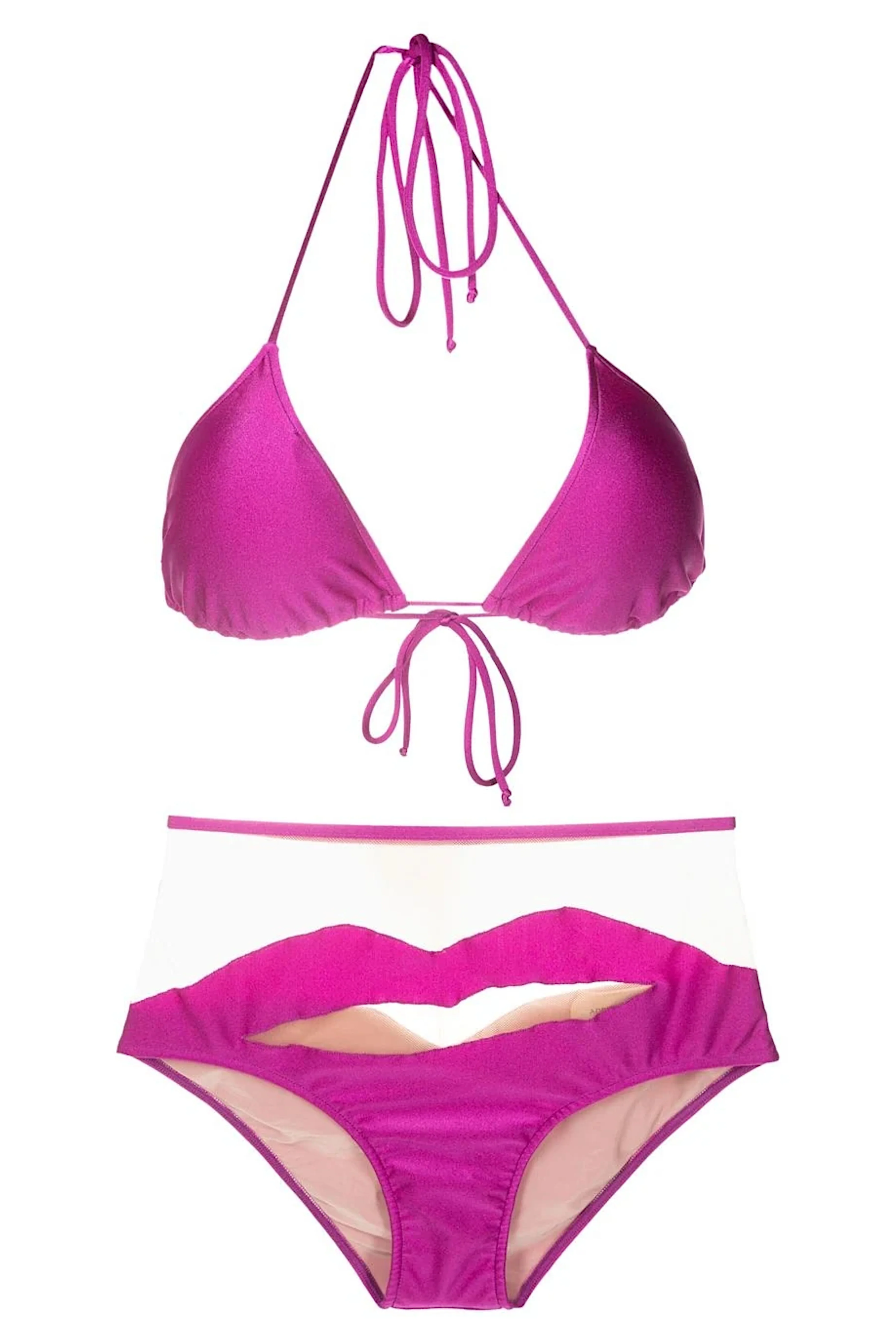 Lipstick Solid High-Waisted Tulle Bikini - Image 6