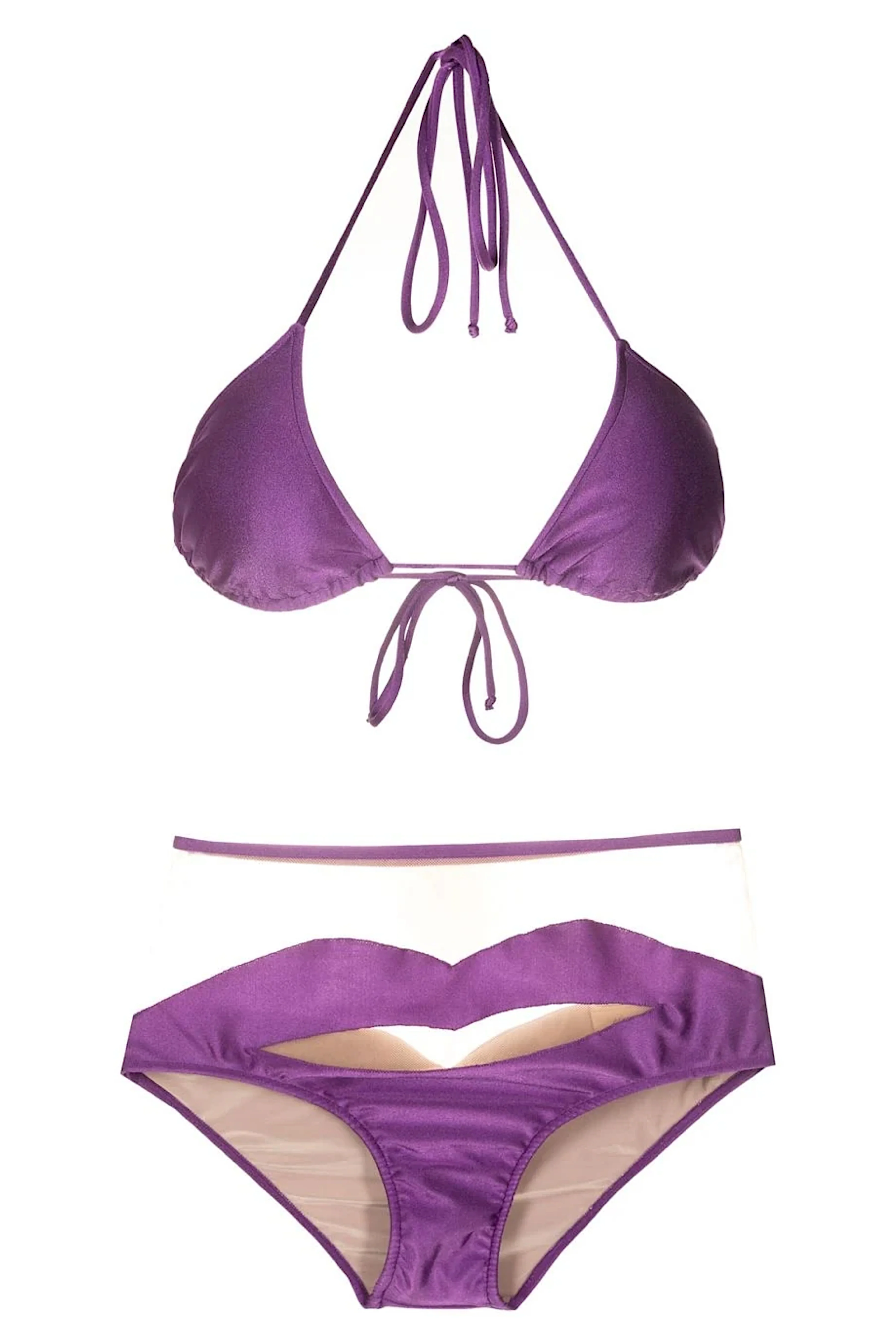 Lipstick Solid High-Waisted Tulle Bikini - Image 7