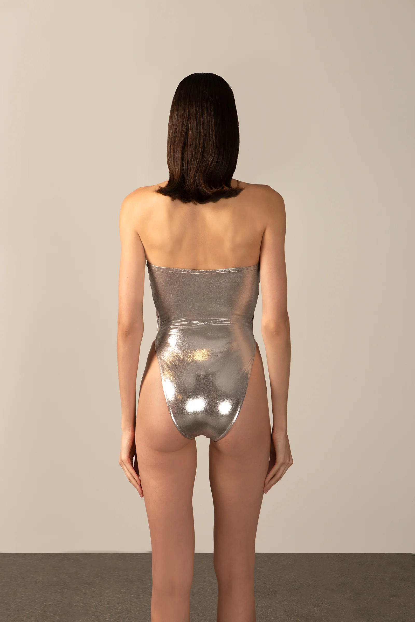 Metallic Cut-Out Halterneck Swimsuit - Image 3