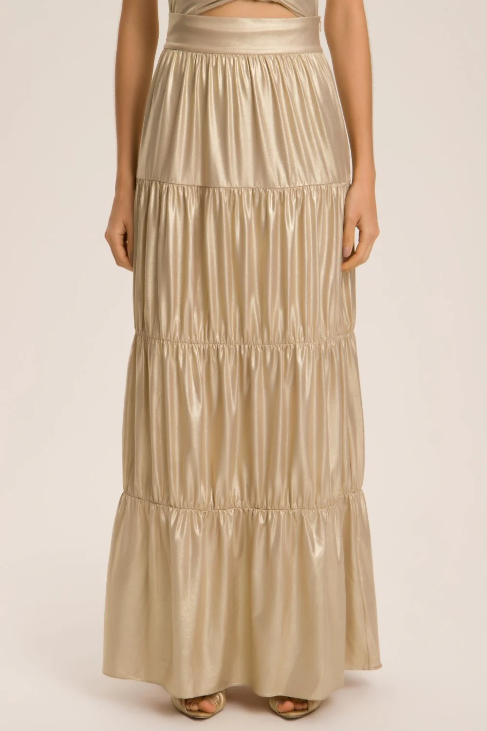 Metallic Frilled Long Skirt - Image 4