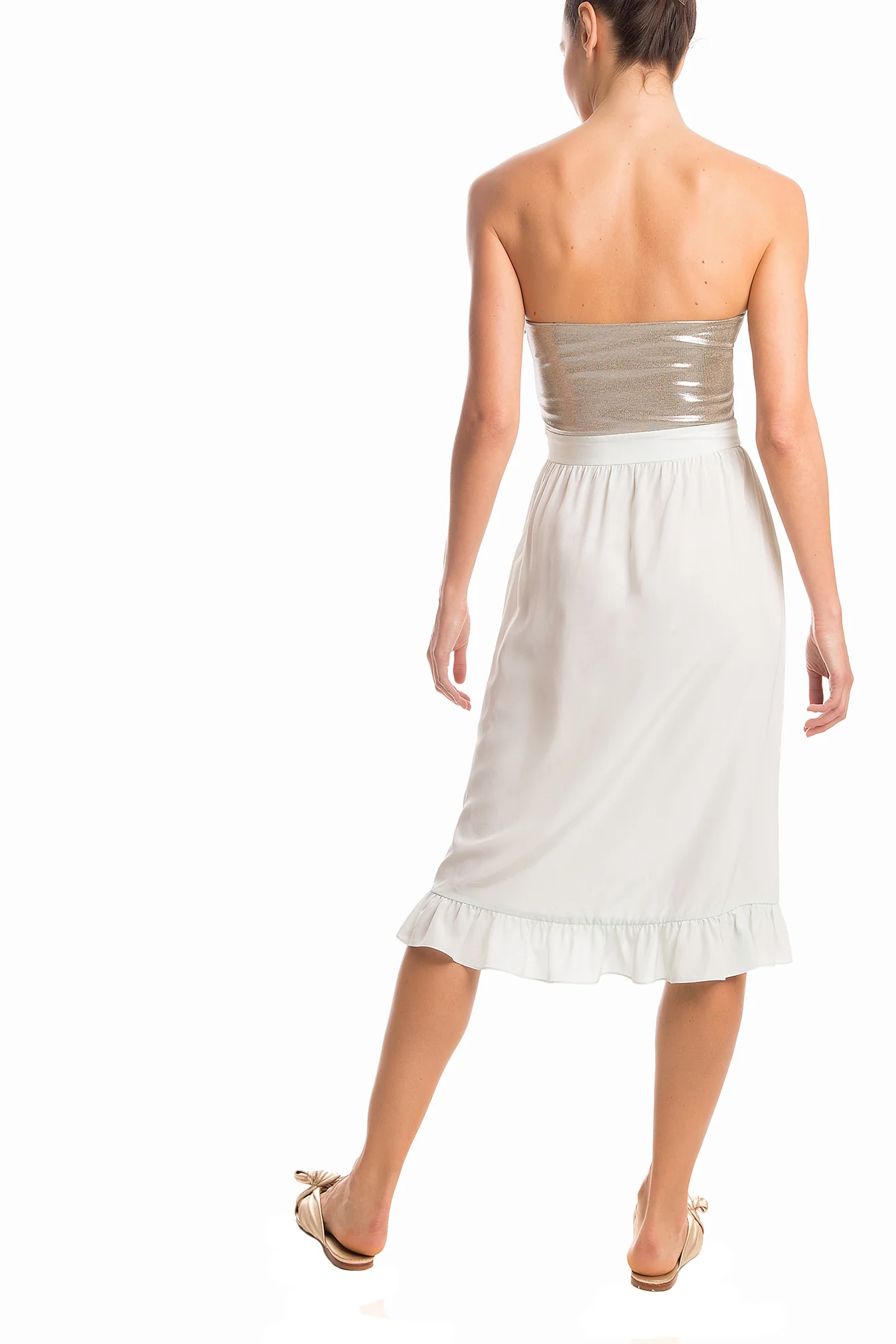 Metallic Strapless Midi Dress - Image 3