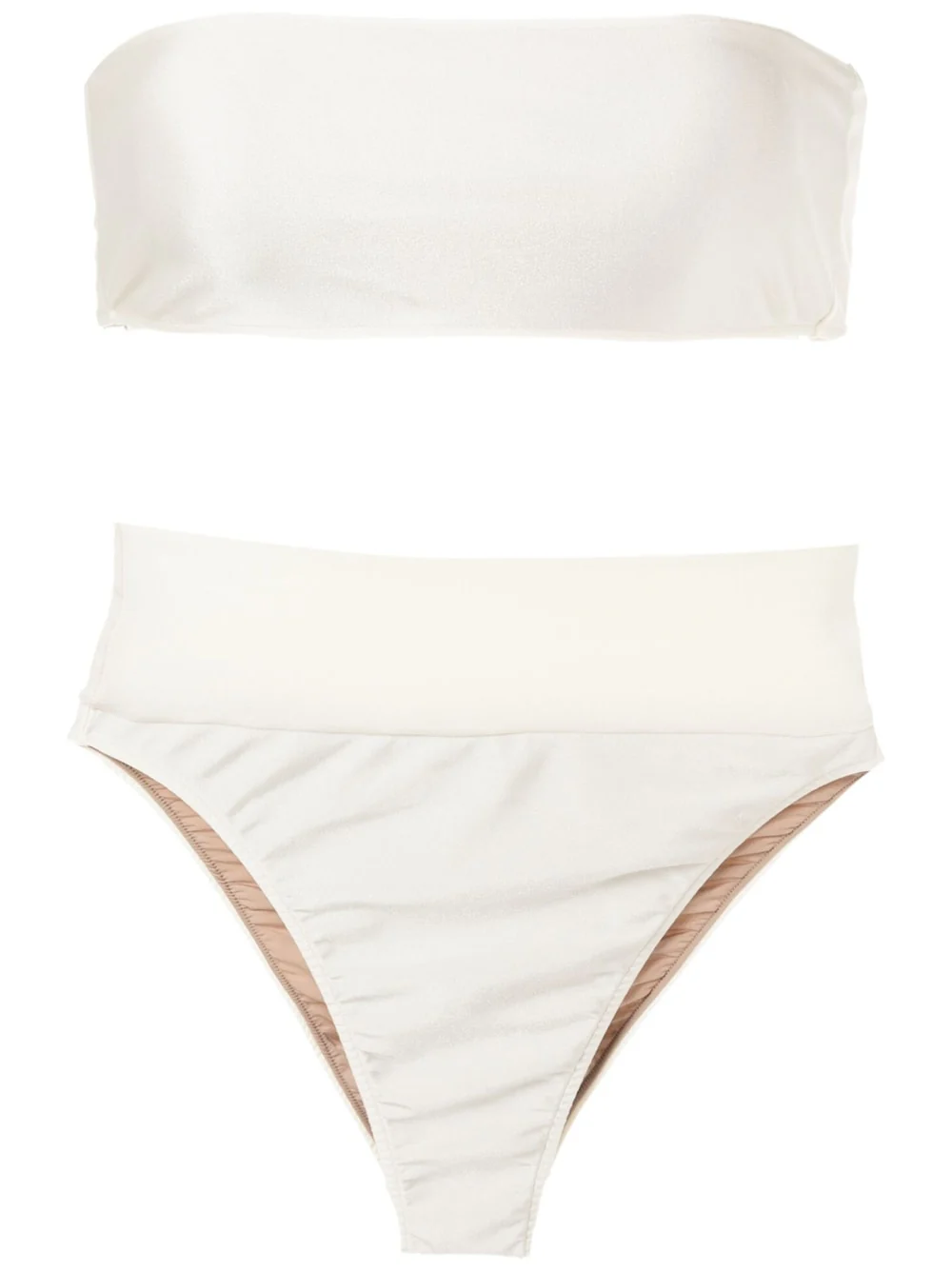 New Pois Solid High-Leg Bandeau Bikini - Image 3