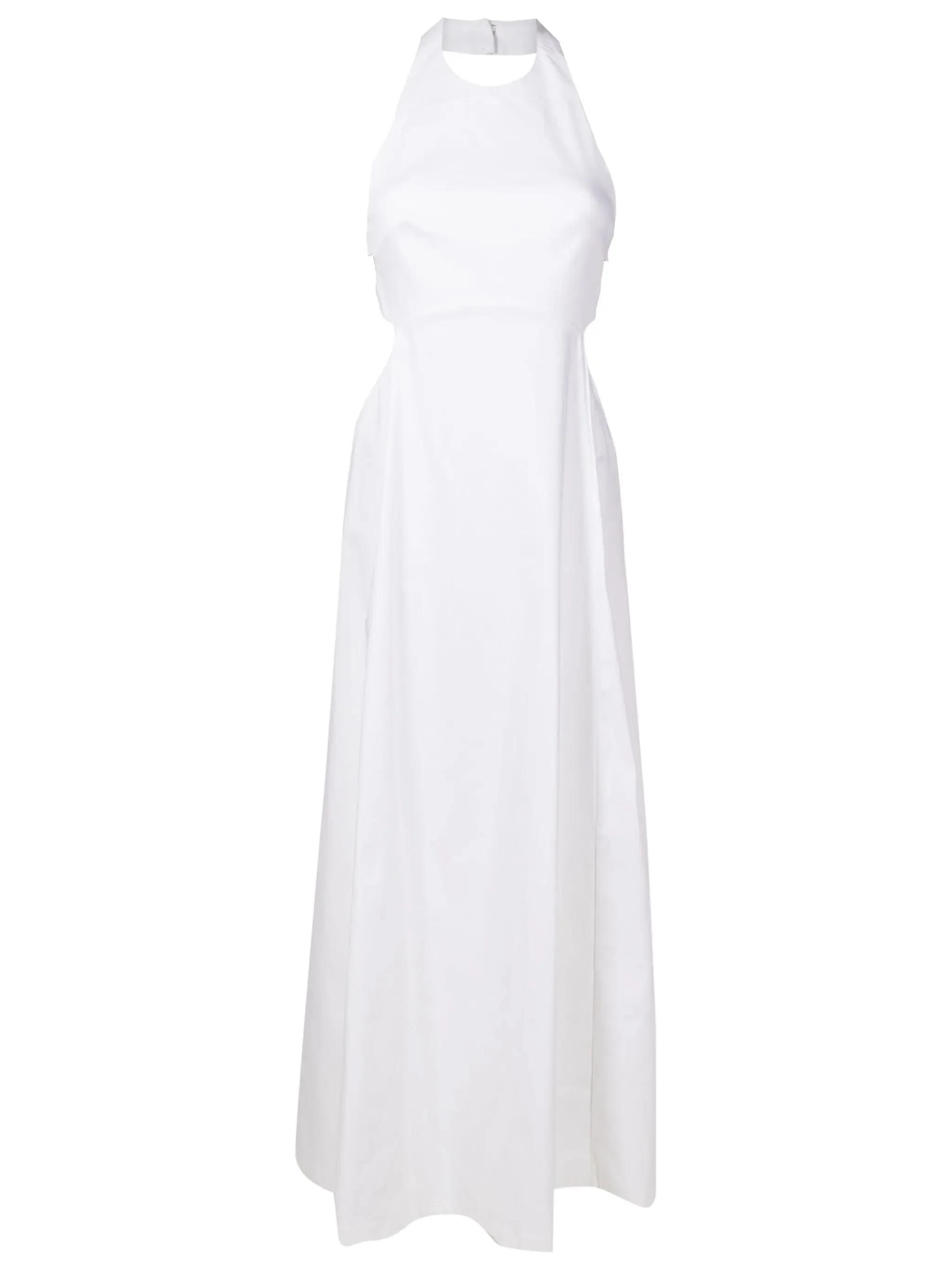 Off-White Solid Cotton Long Dress - Image 4