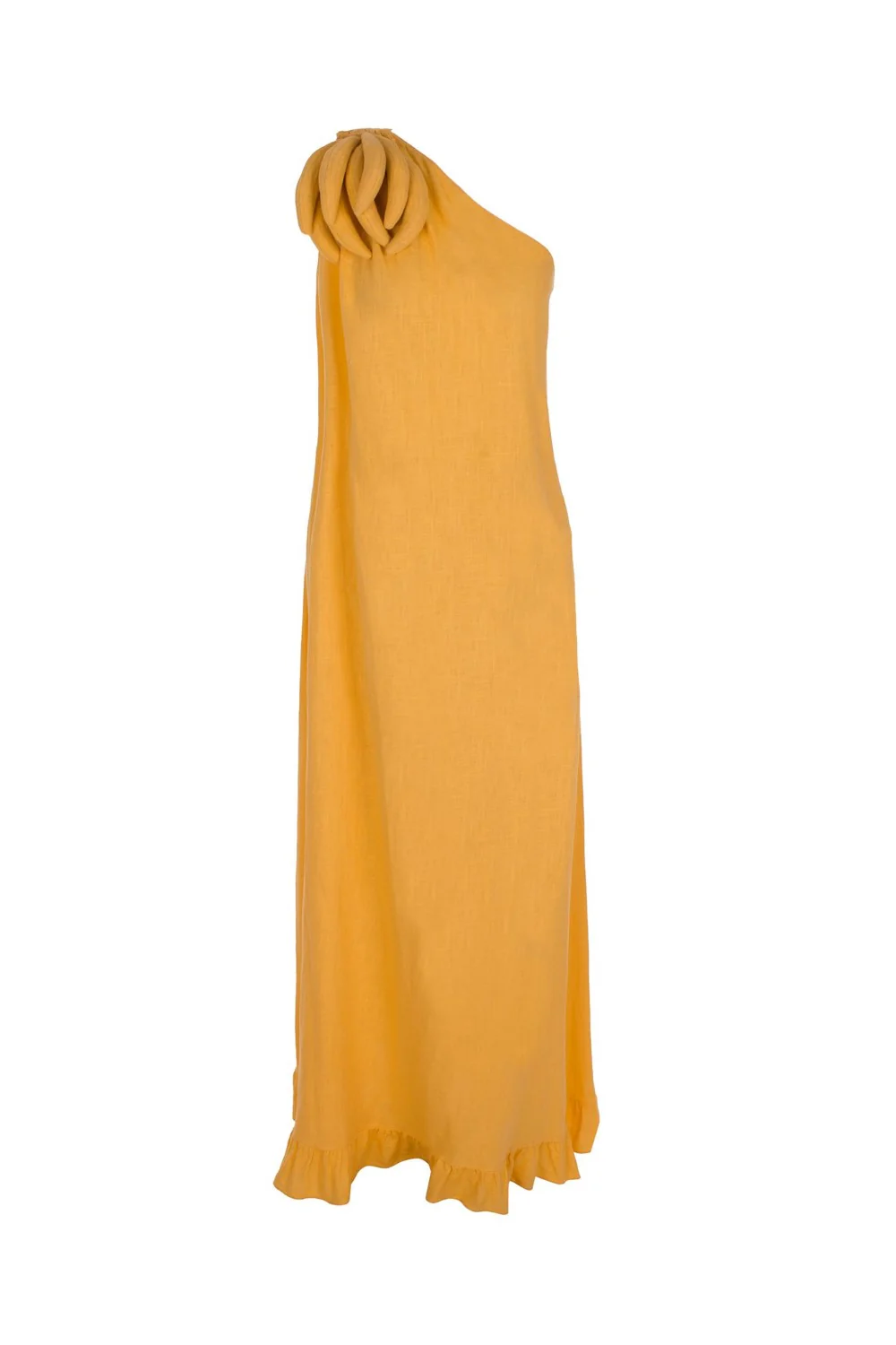 Banana One Shoulder Long Dress with Bananas Detail - Image 3